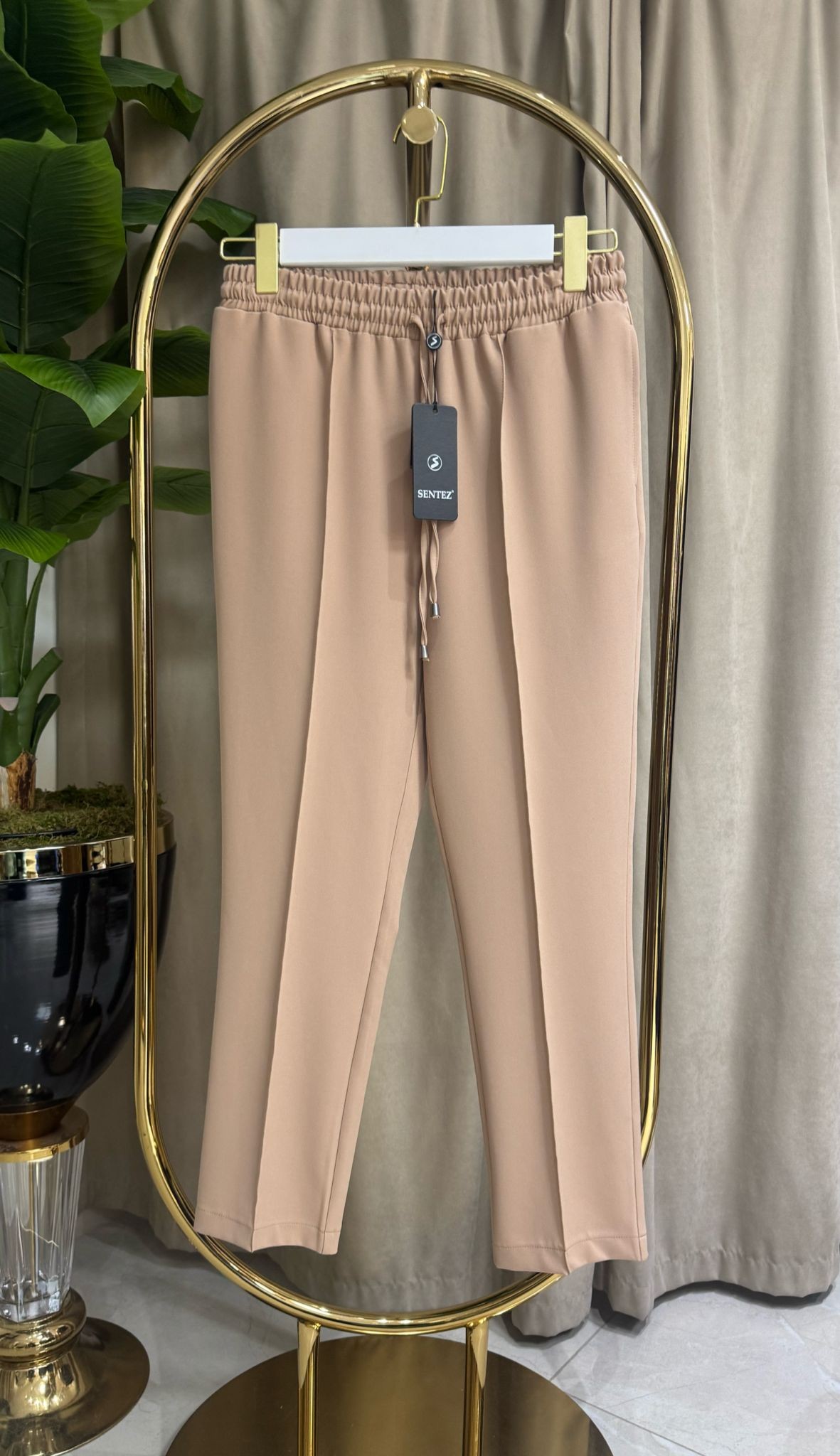 SENTEZ ÖNÜ BAĞCIKLI PANTOLON  CAMEL