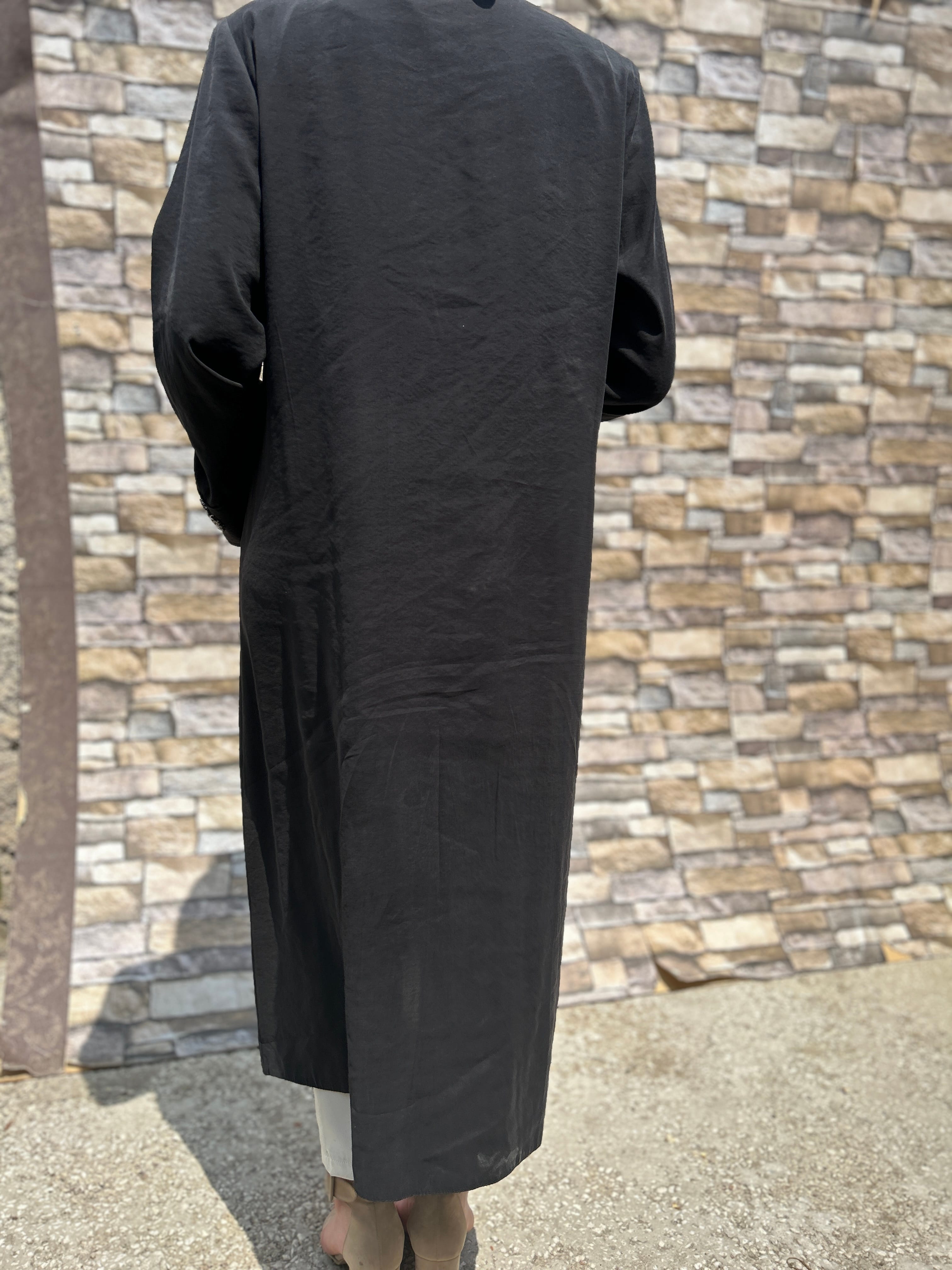 Modal Kumaş Önü Taşlı Kap (Siyah)