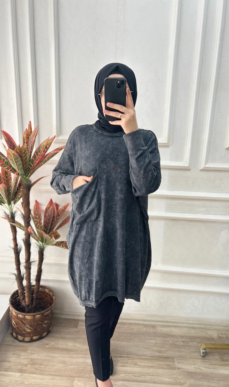 Büyük beden tunik (gri)