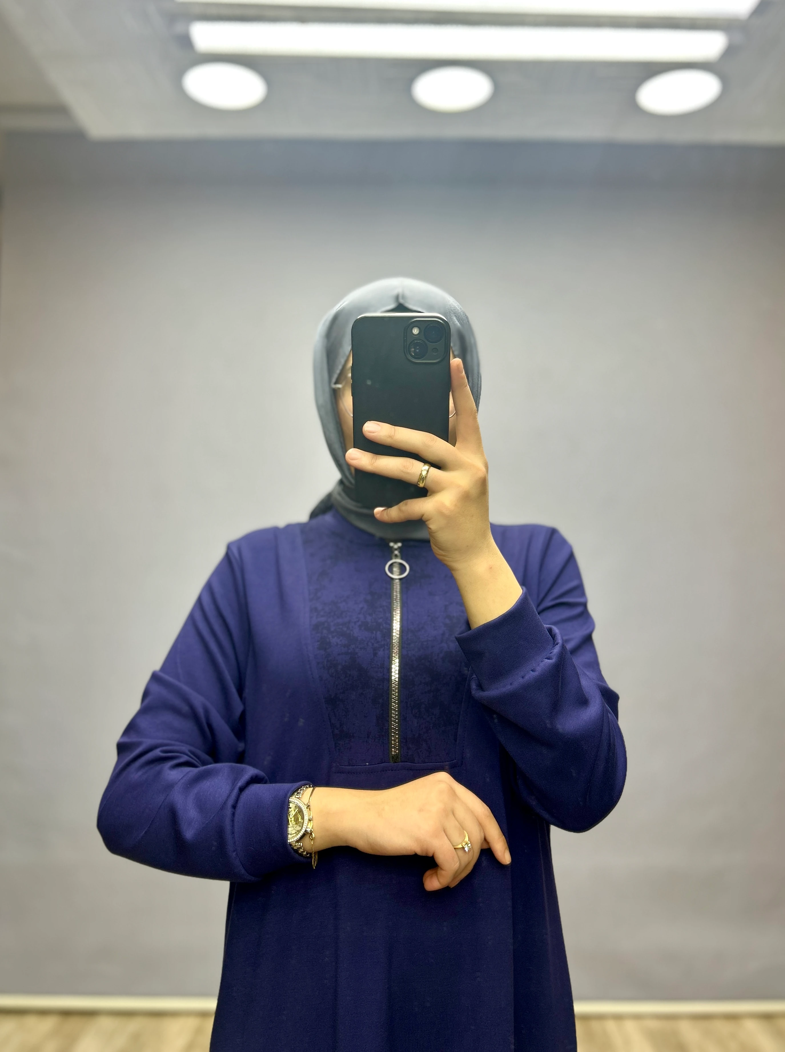 Fermuar detaylı şık elbise(lacivert)