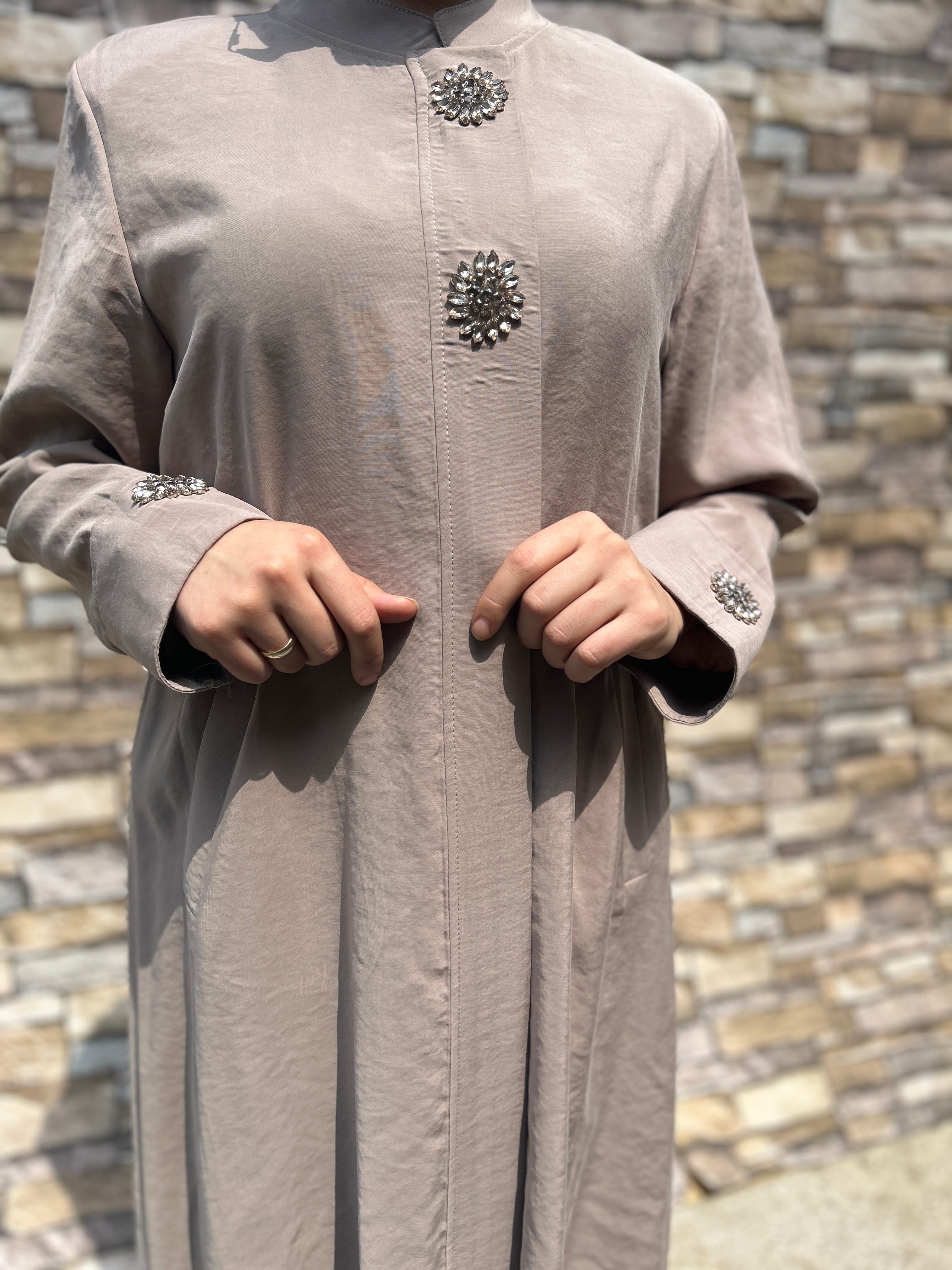 Modal Kumaş Taşlı Kap (Bej)