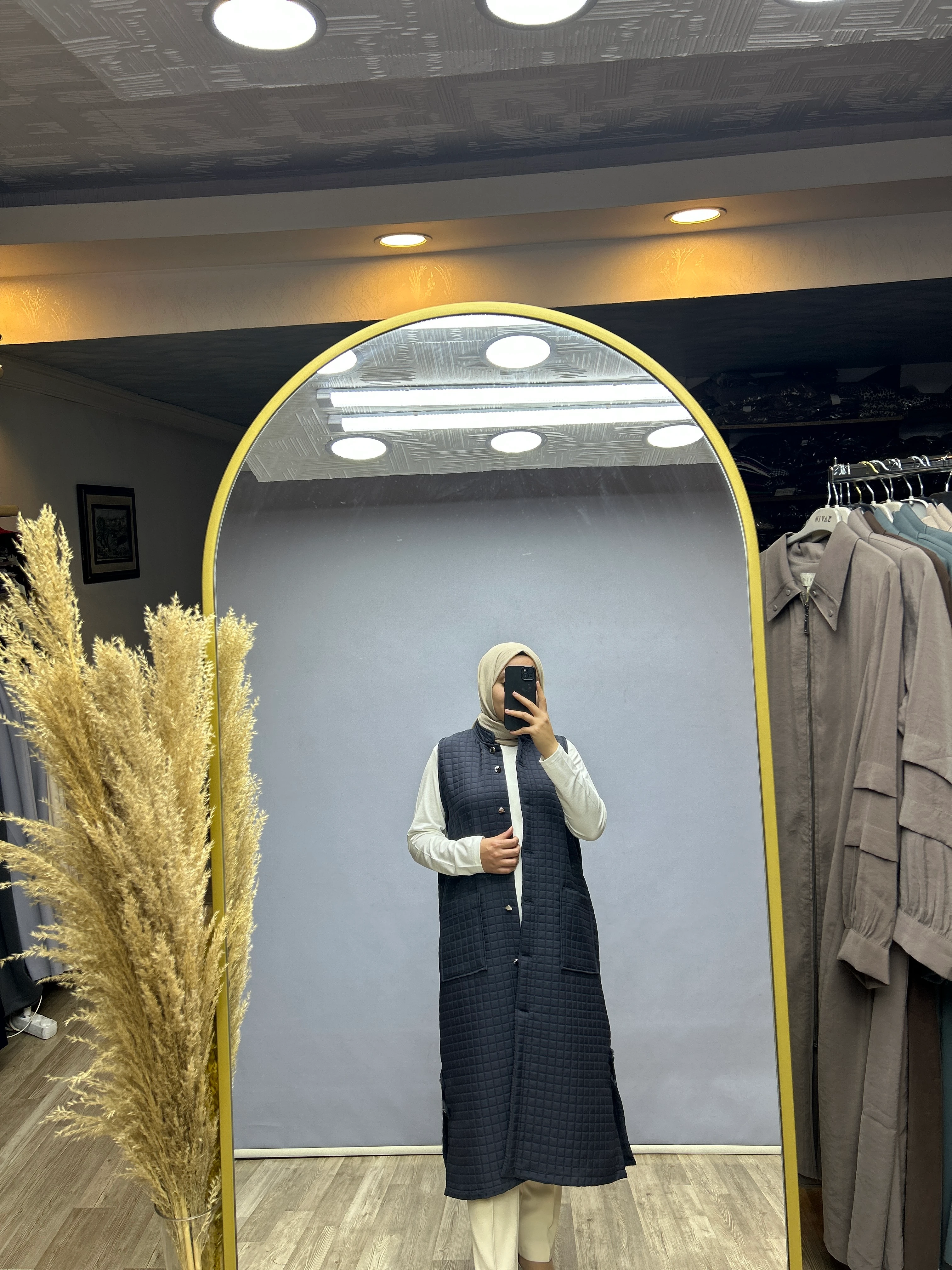 Kapitone yelek (koyu gri)