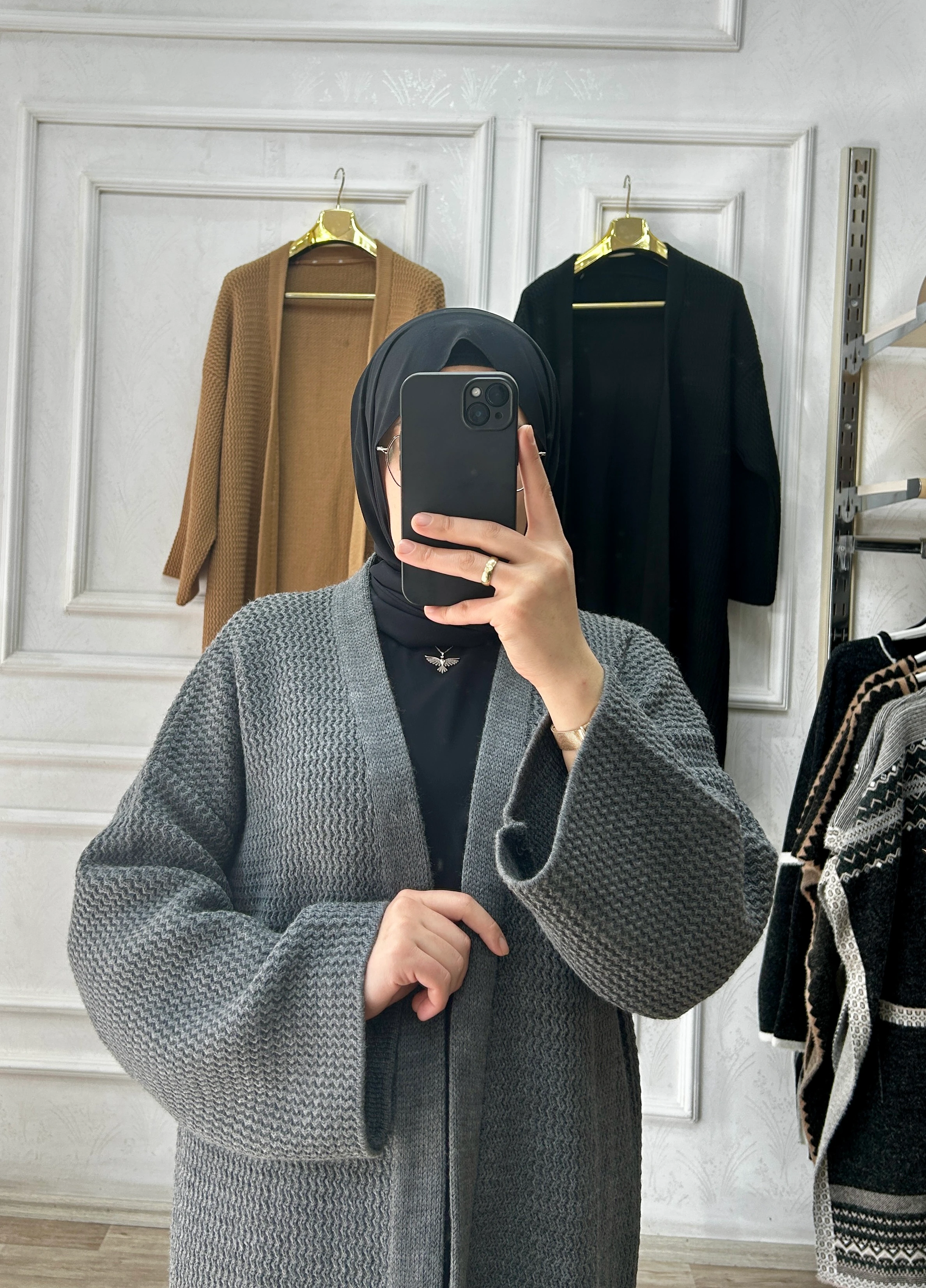 Triko hırka uzun (gri)