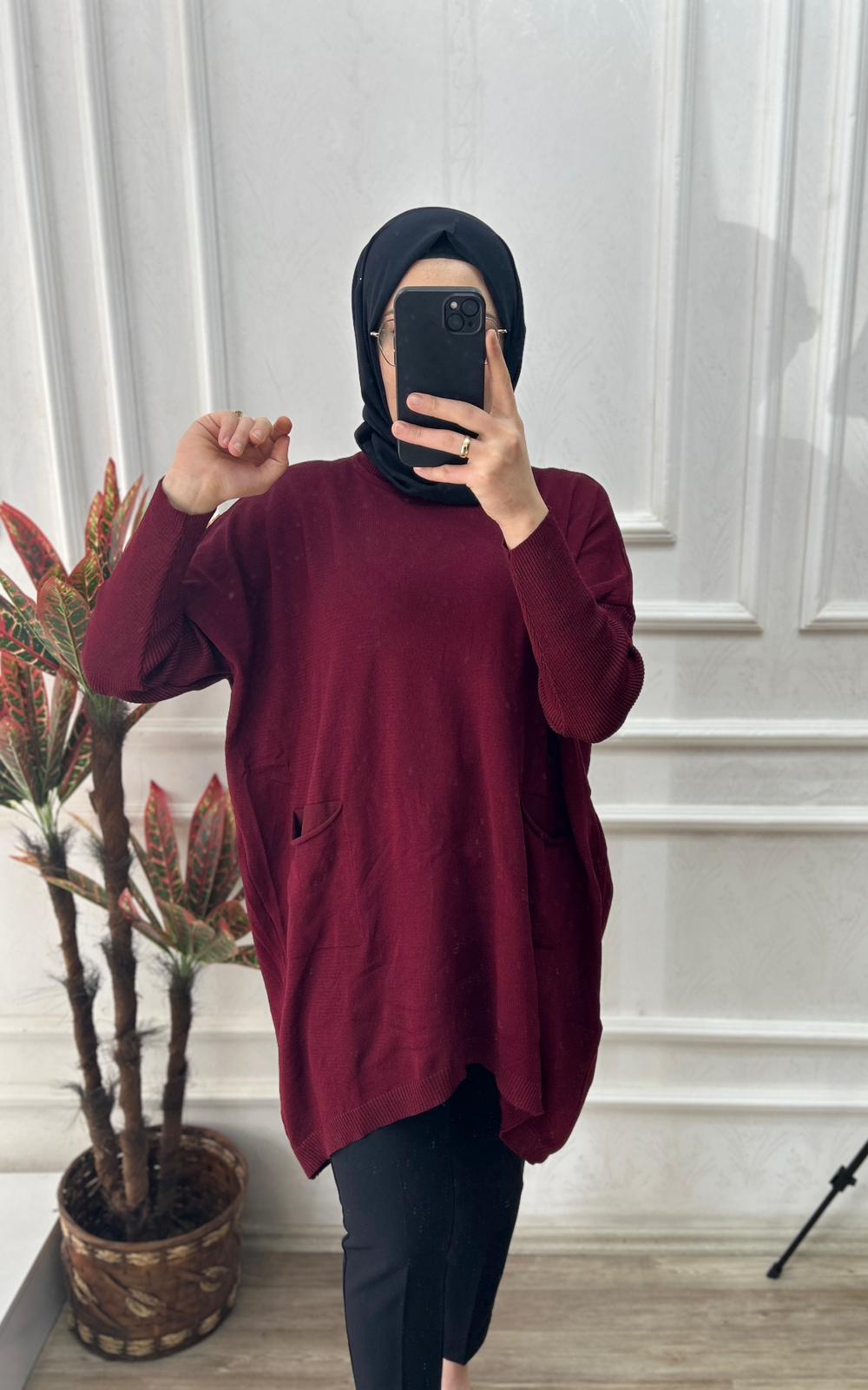 Büyük beden tunik (bordo)