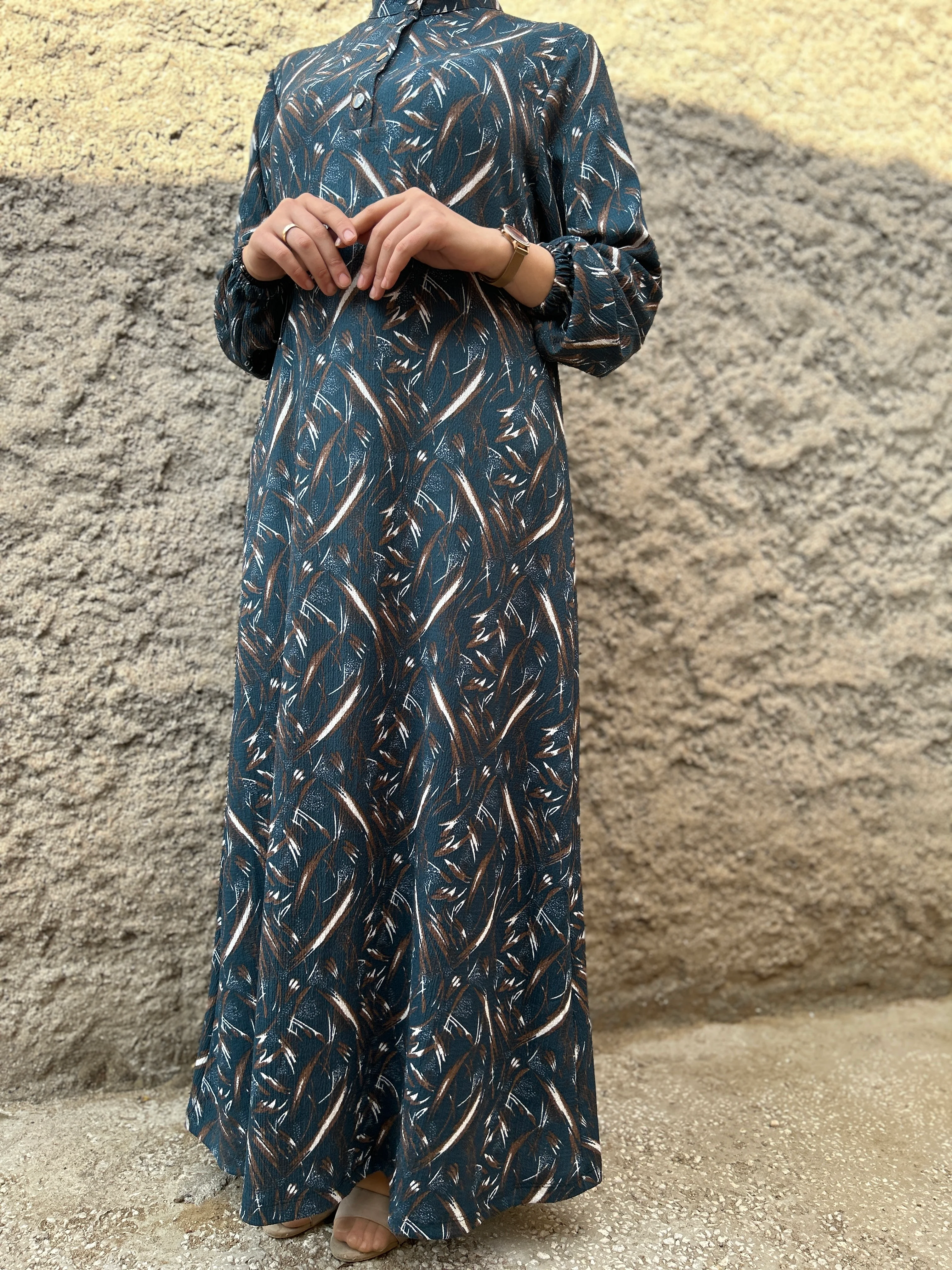 Desenli elbise (mavi)