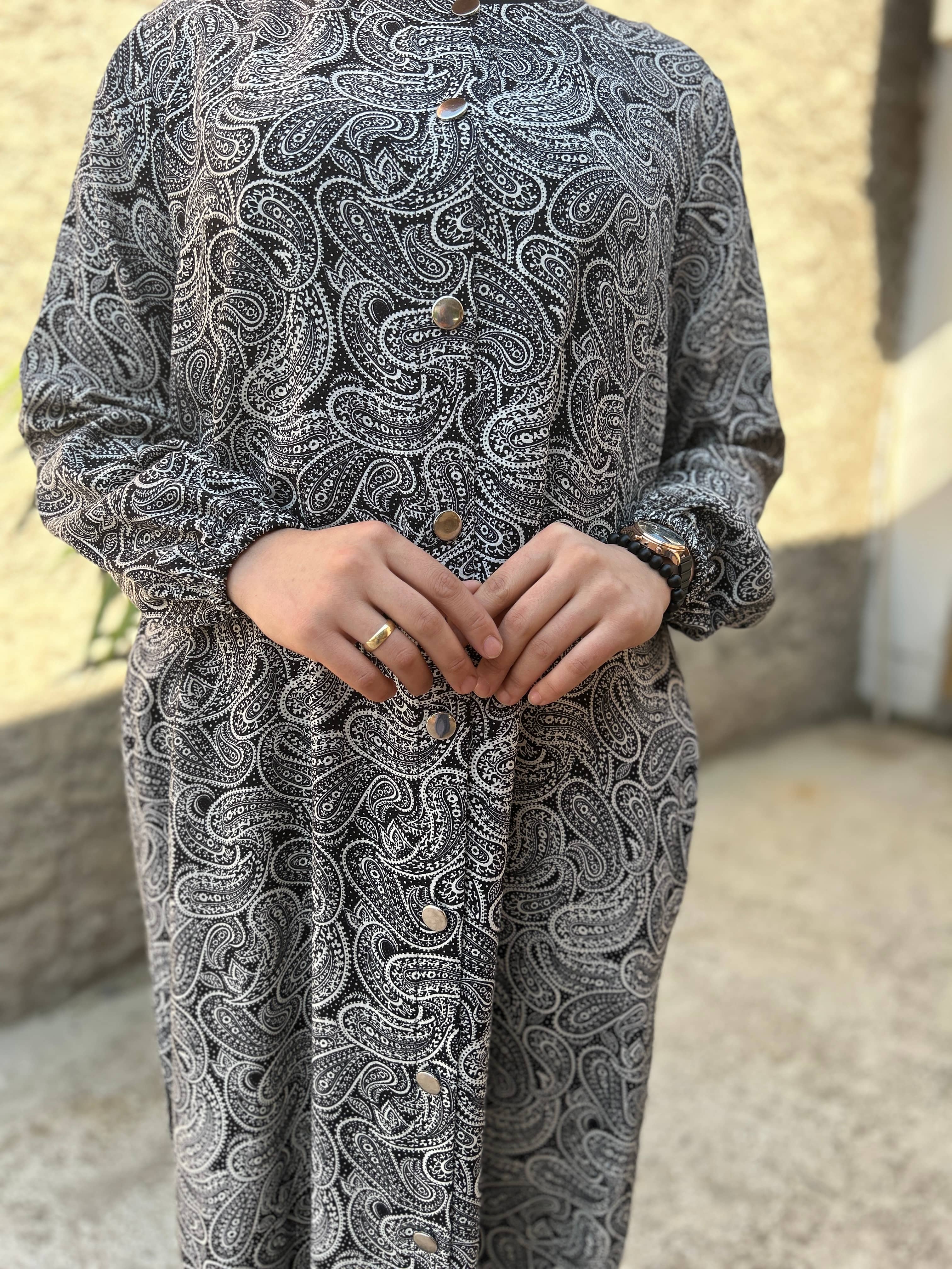 Şal Desenli Gömlek Kap (Siyah)
