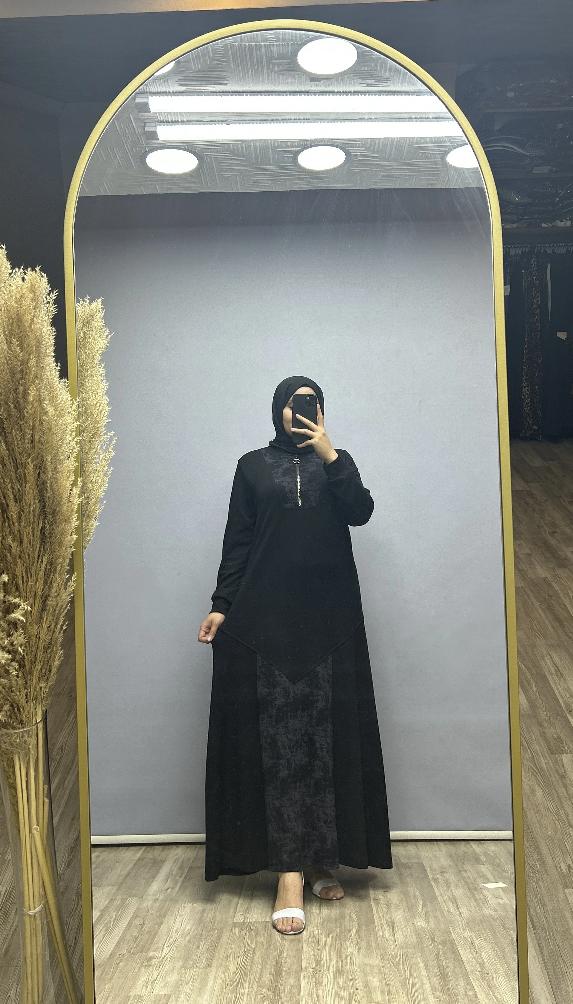 Fermuar detaylı şık elbise (siyah)