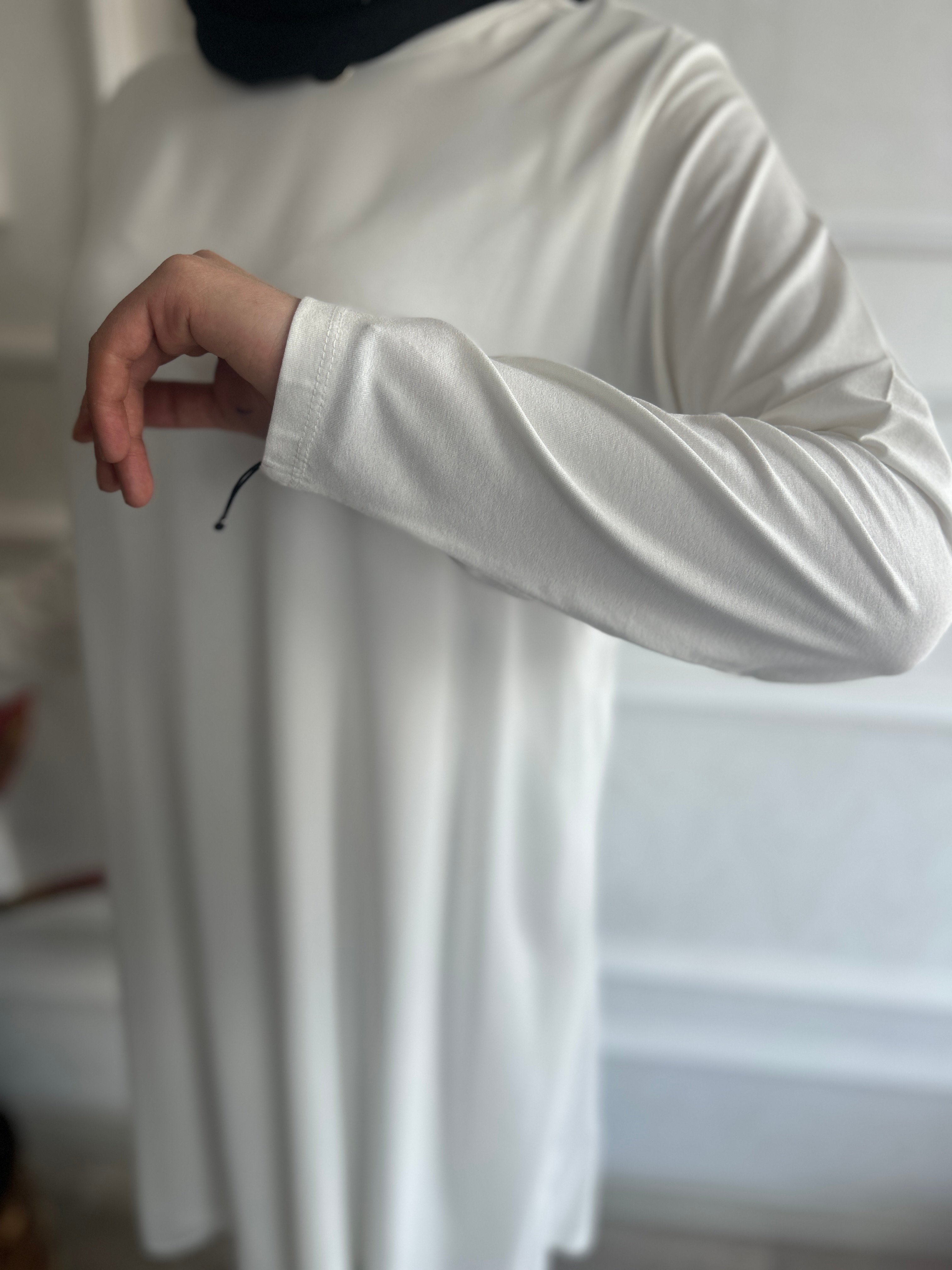 Önü Şifon Tunik (Ekru Beyaz)