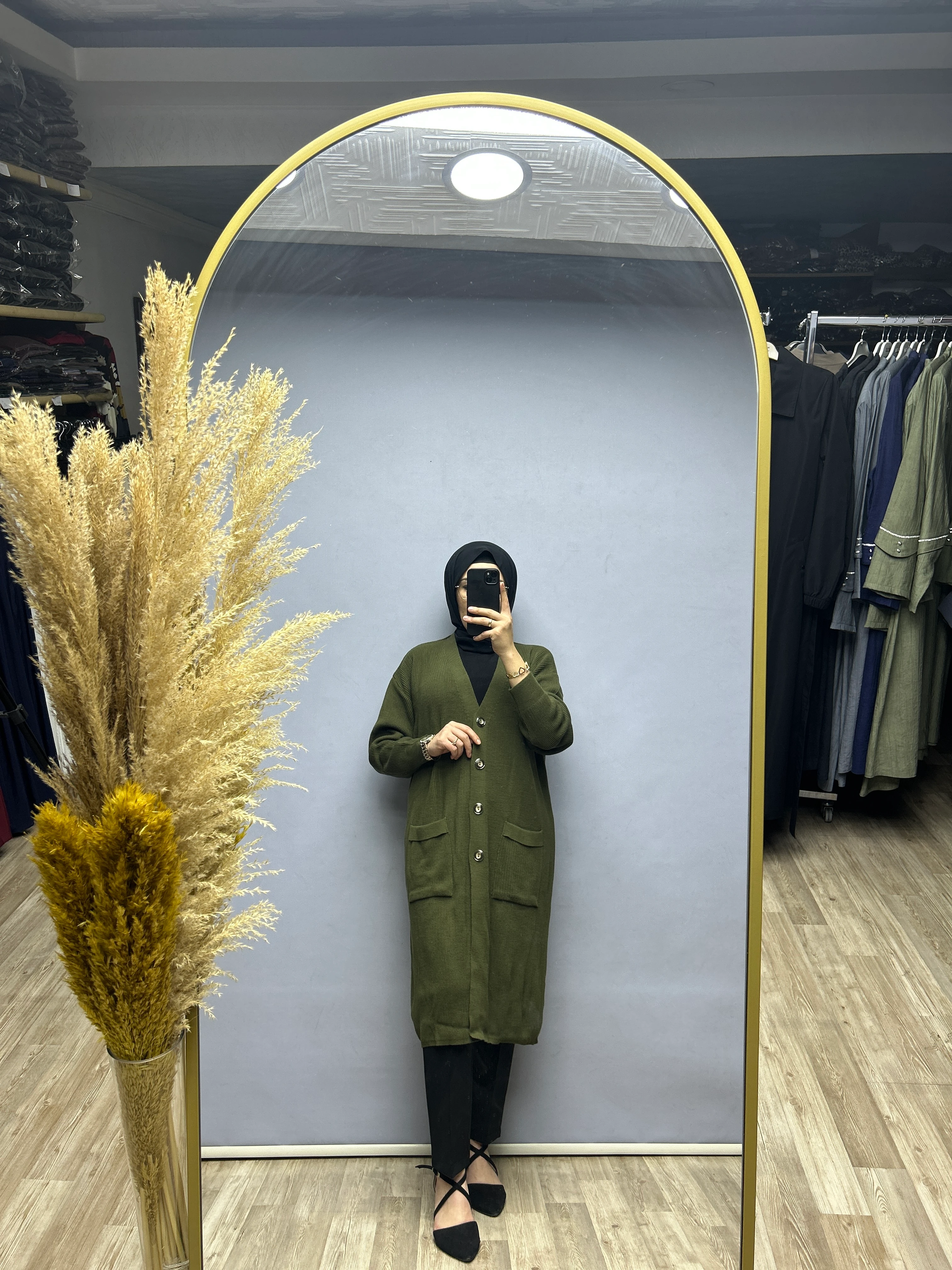 Triko hırka (haki yeşili)