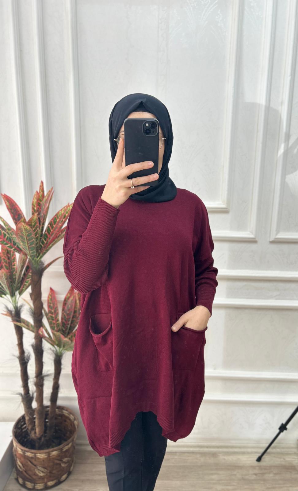 Büyük beden tunik (bordo)