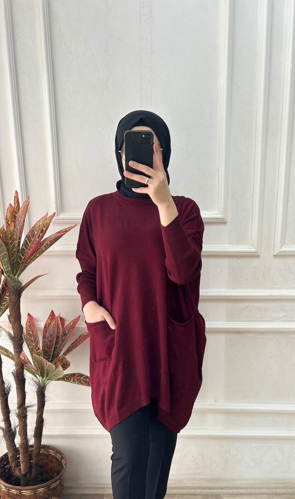 Büyük beden tunik (bordo)