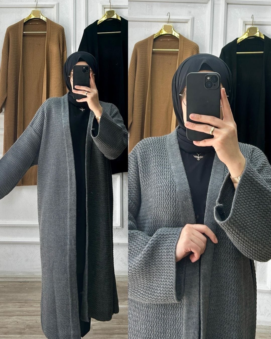 Triko hırka uzun (gri)