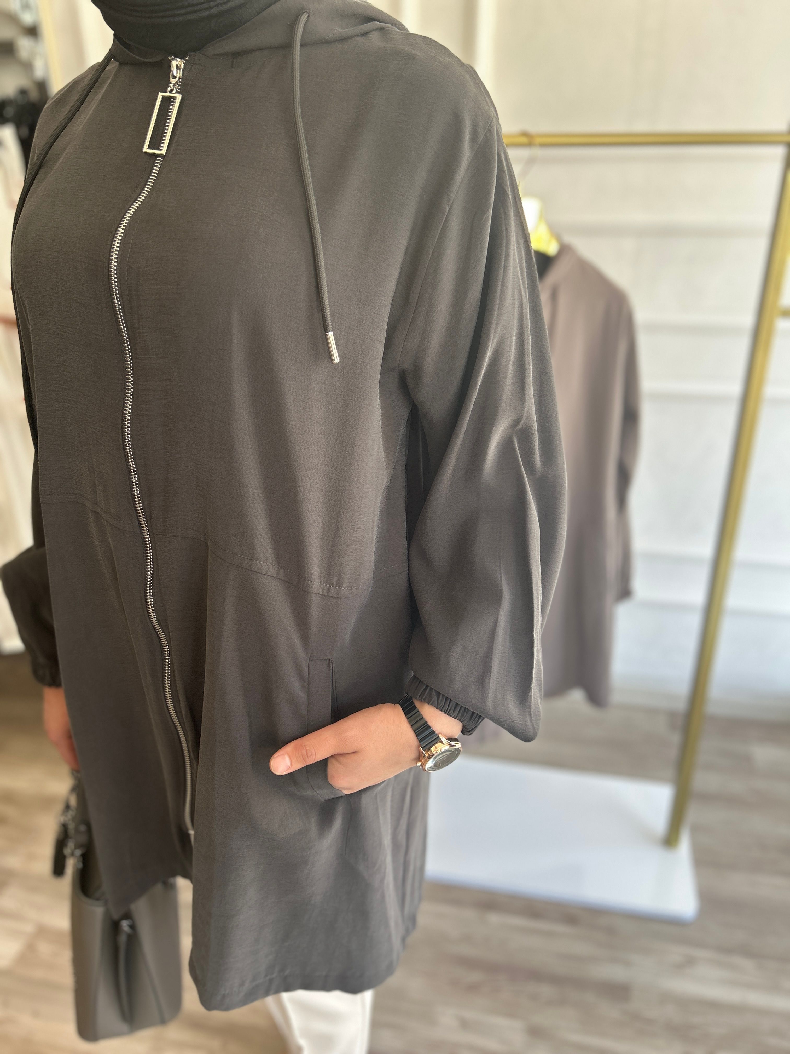 Sırt Detaylı Kap (Antrasit)