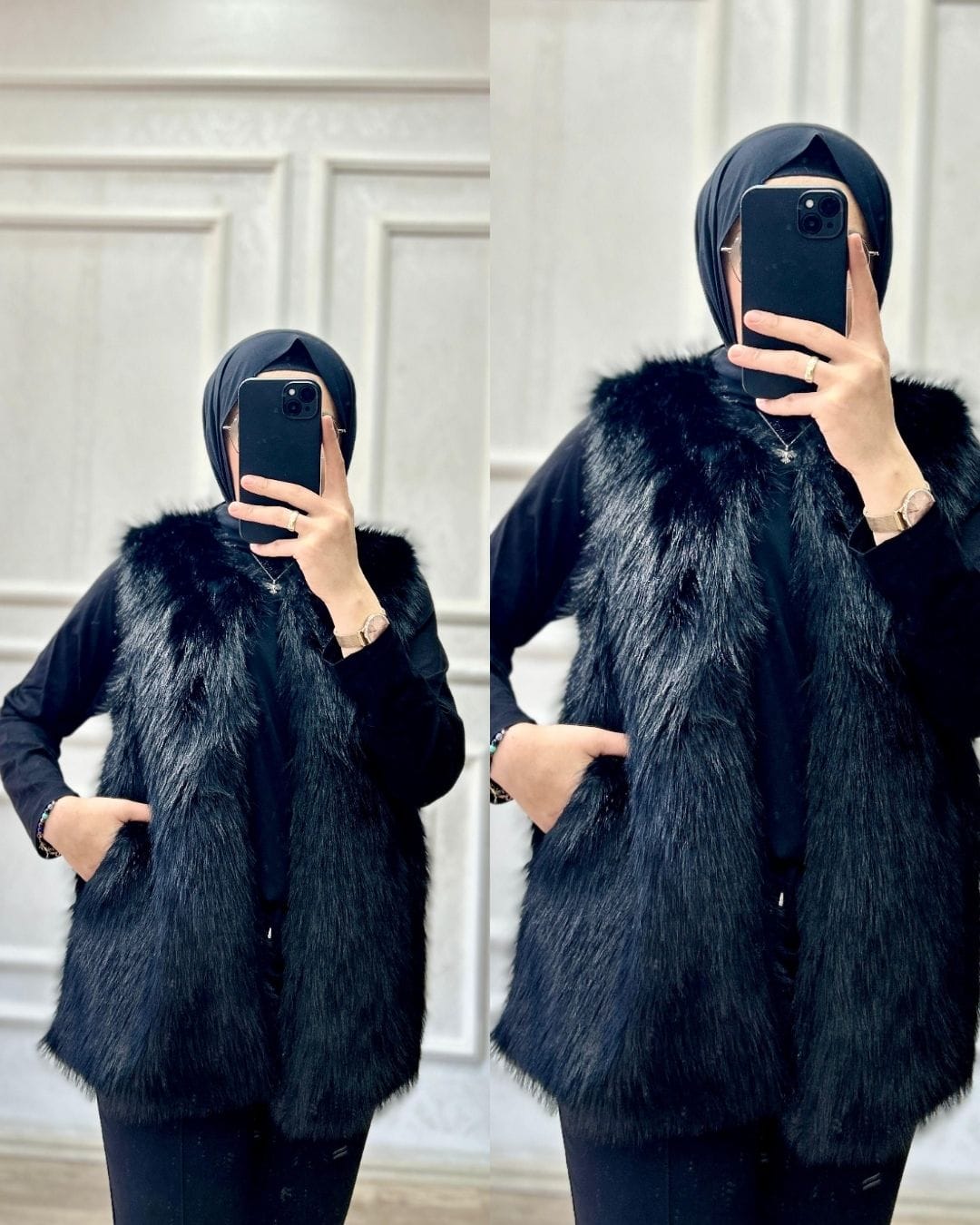 Peluş yelek (siyah)