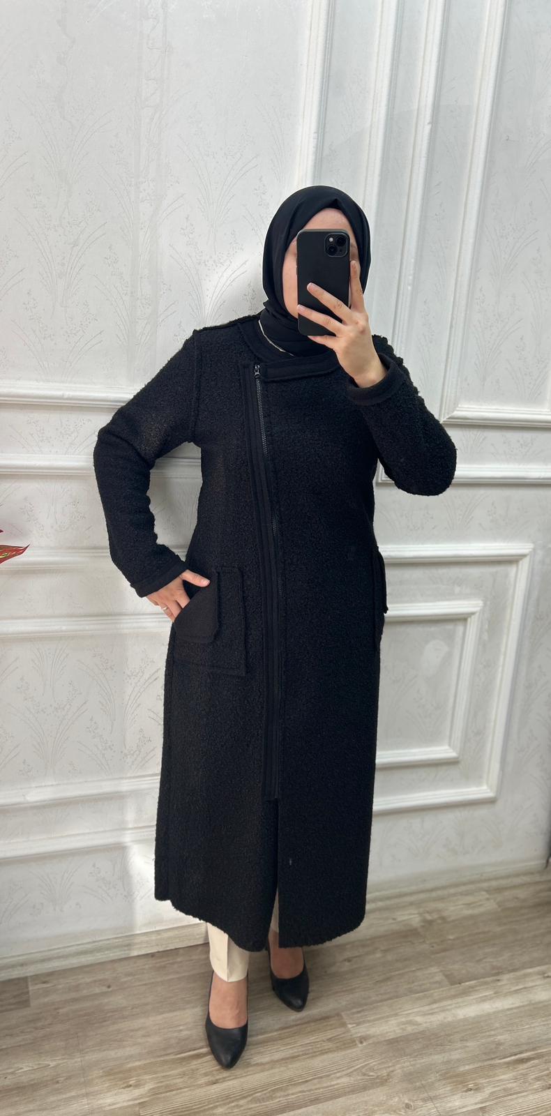 Kuzu tüyü kaban (siyah)