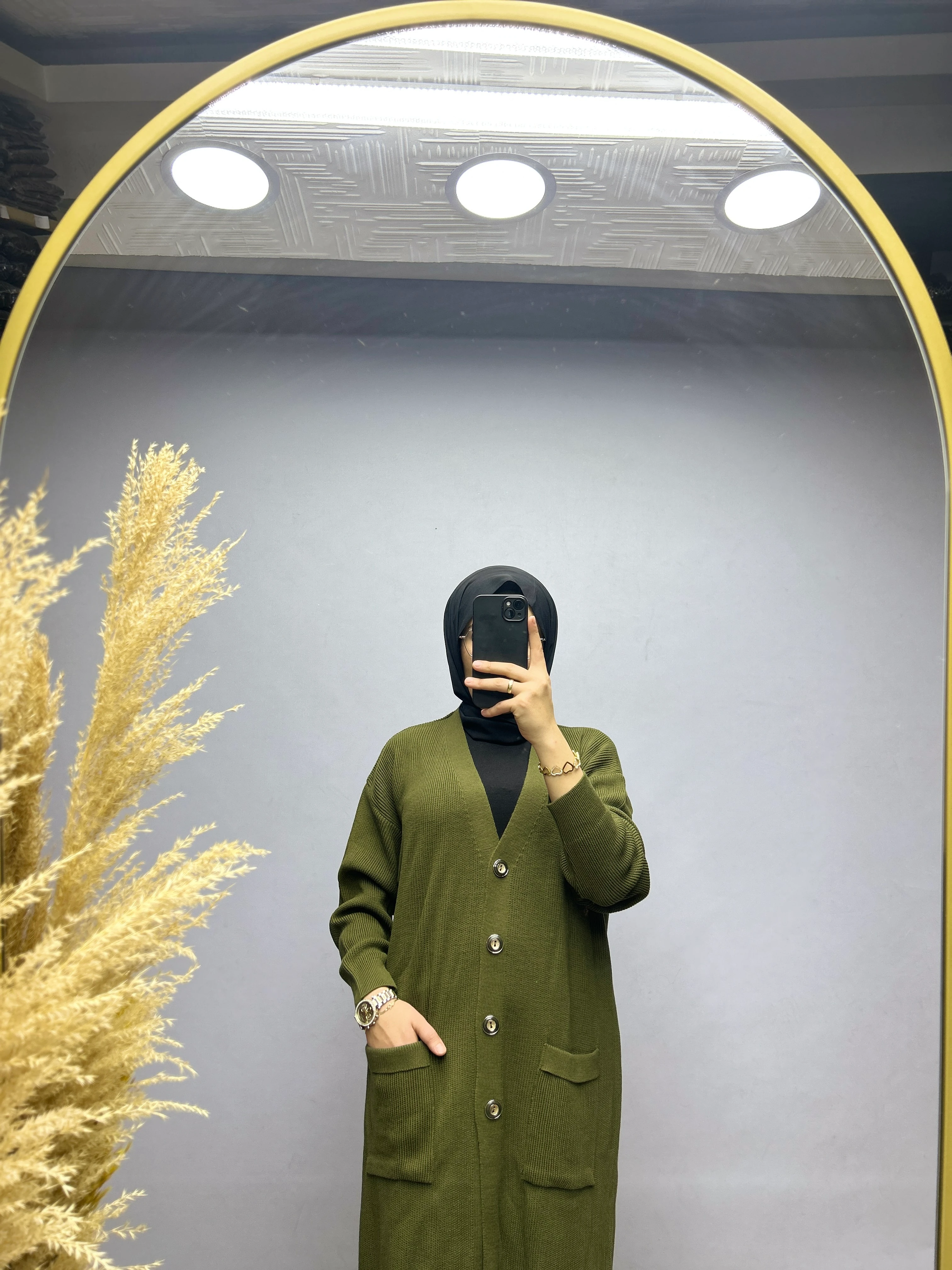 Triko hırka (haki yeşili)