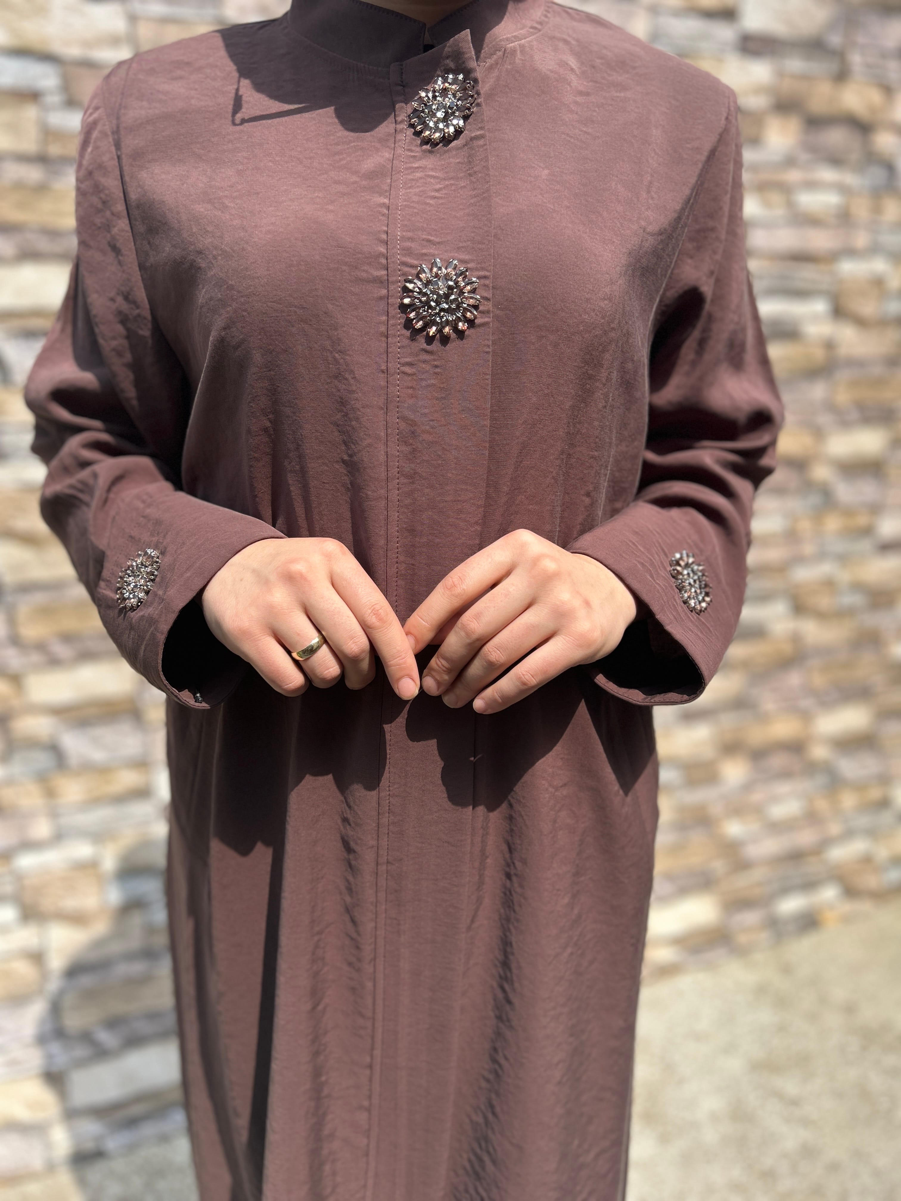 Modal Kumaş Taşlı Kap (Acı Kahve)