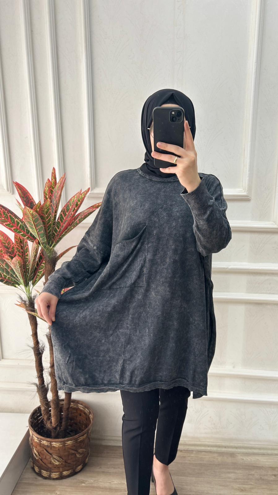 Büyük beden tunik (gri)