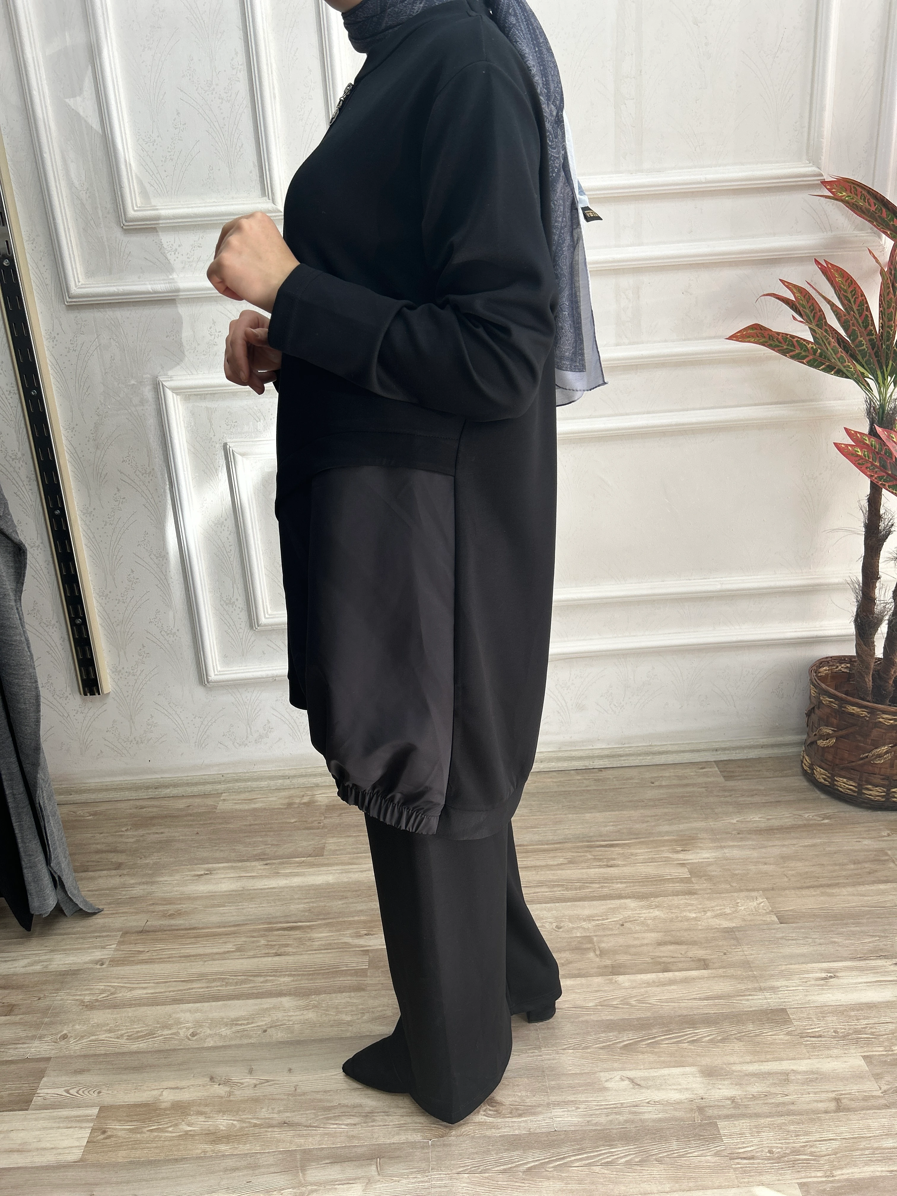 İkili fermuarlı takım (siyah)