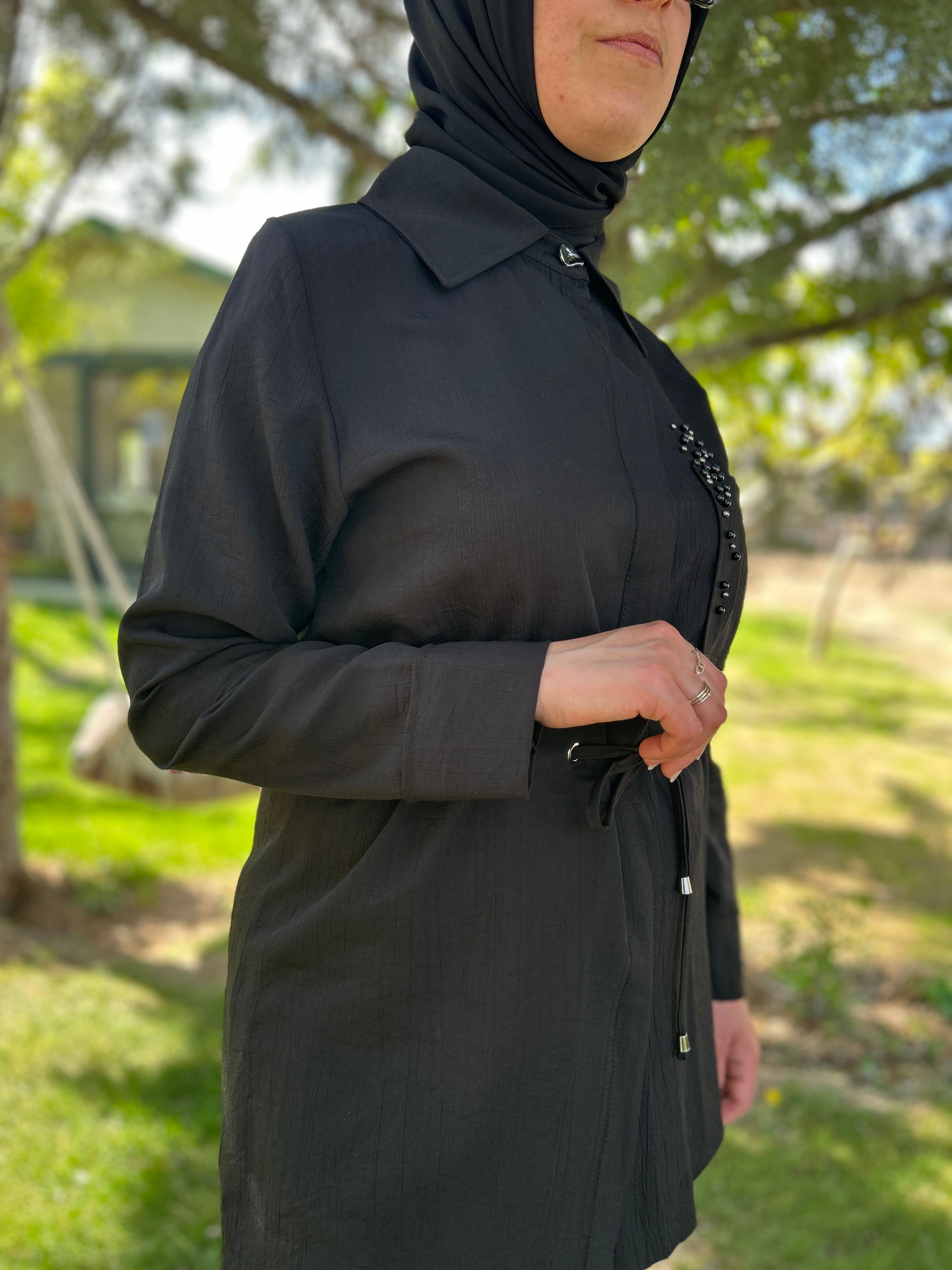 Beli Bağcıklı İkili Takım (Siyah)
