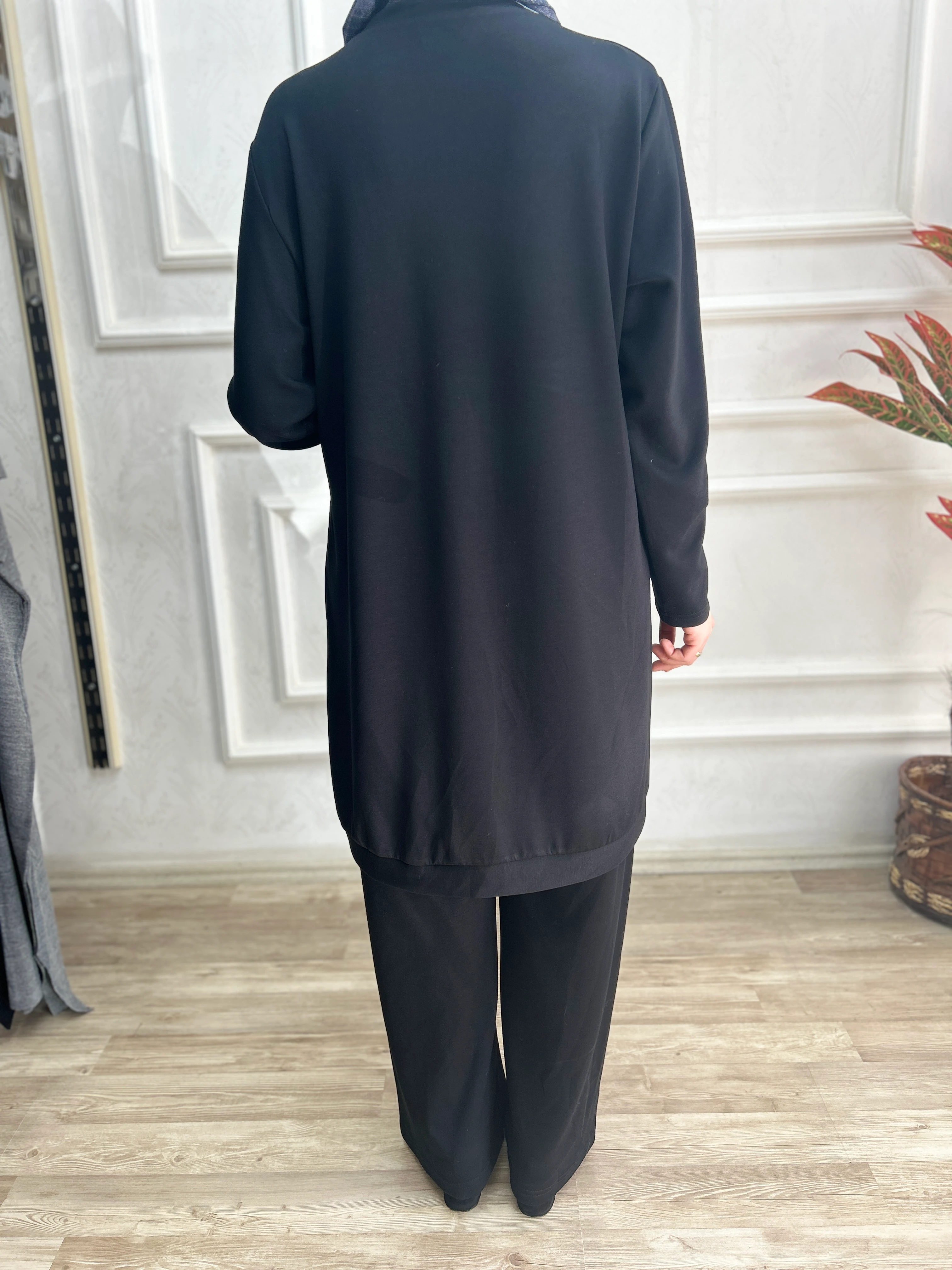 İkili fermuarlı takım (siyah)