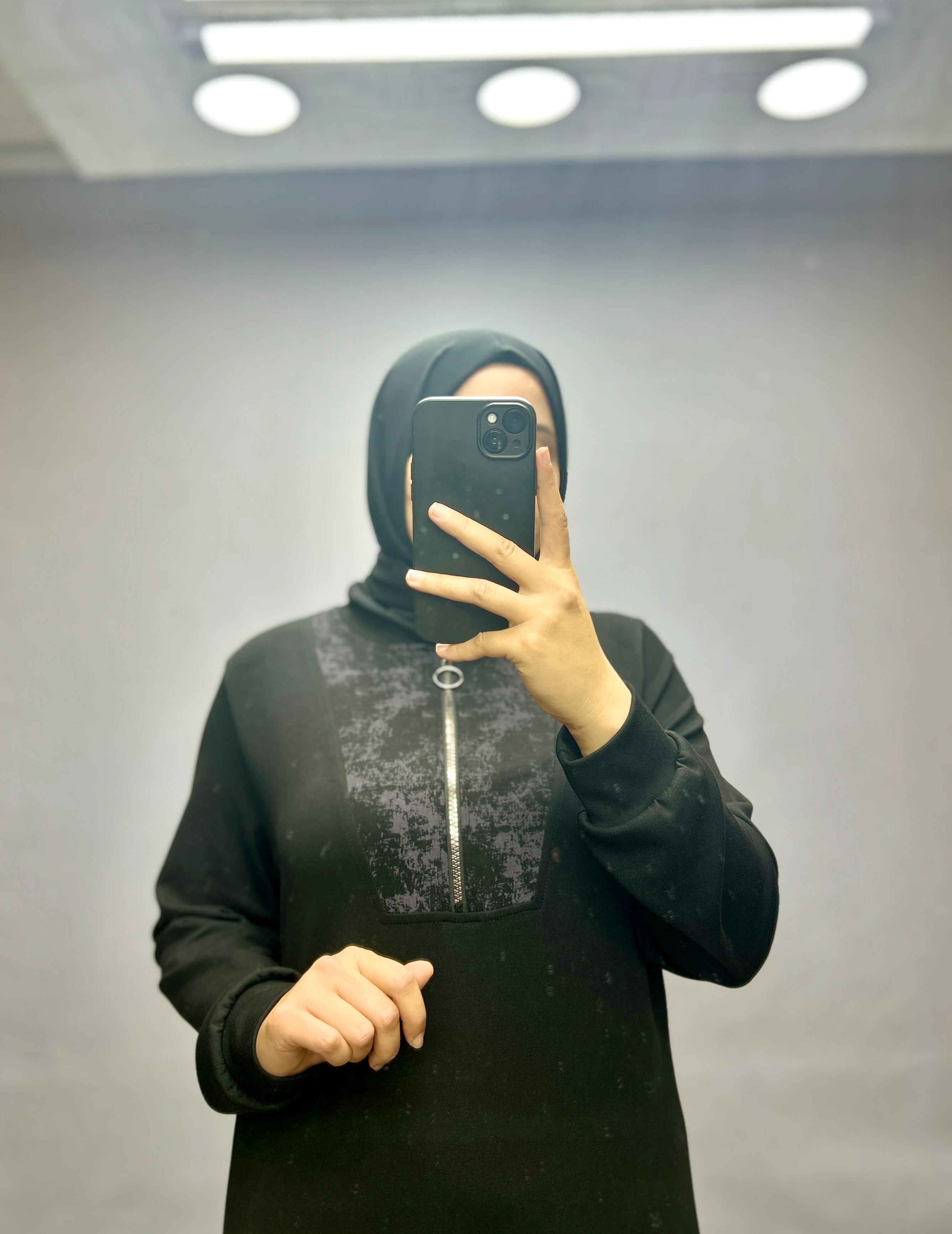 Fermuar detaylı şık elbise (siyah)