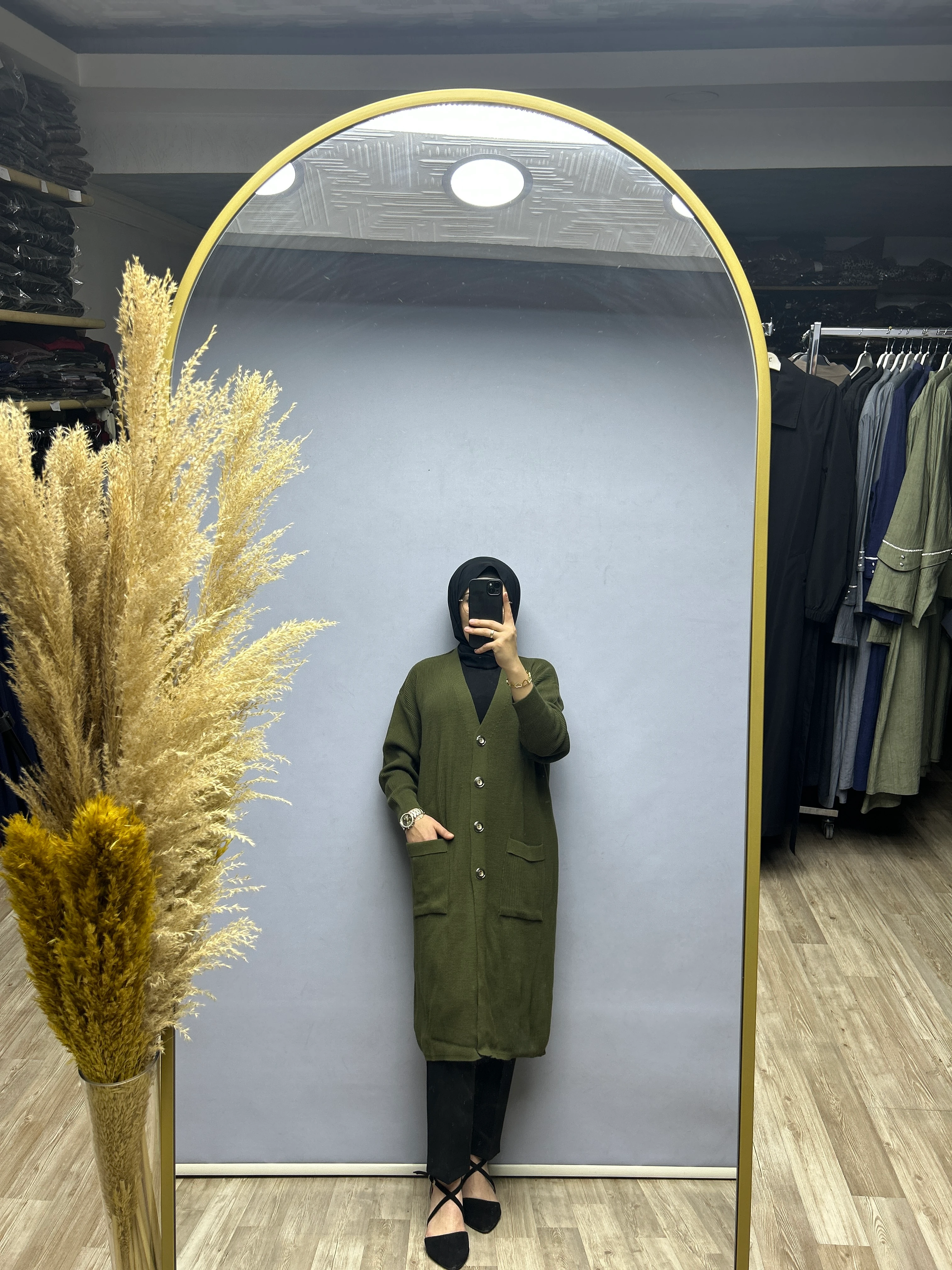 Triko hırka (haki yeşili)