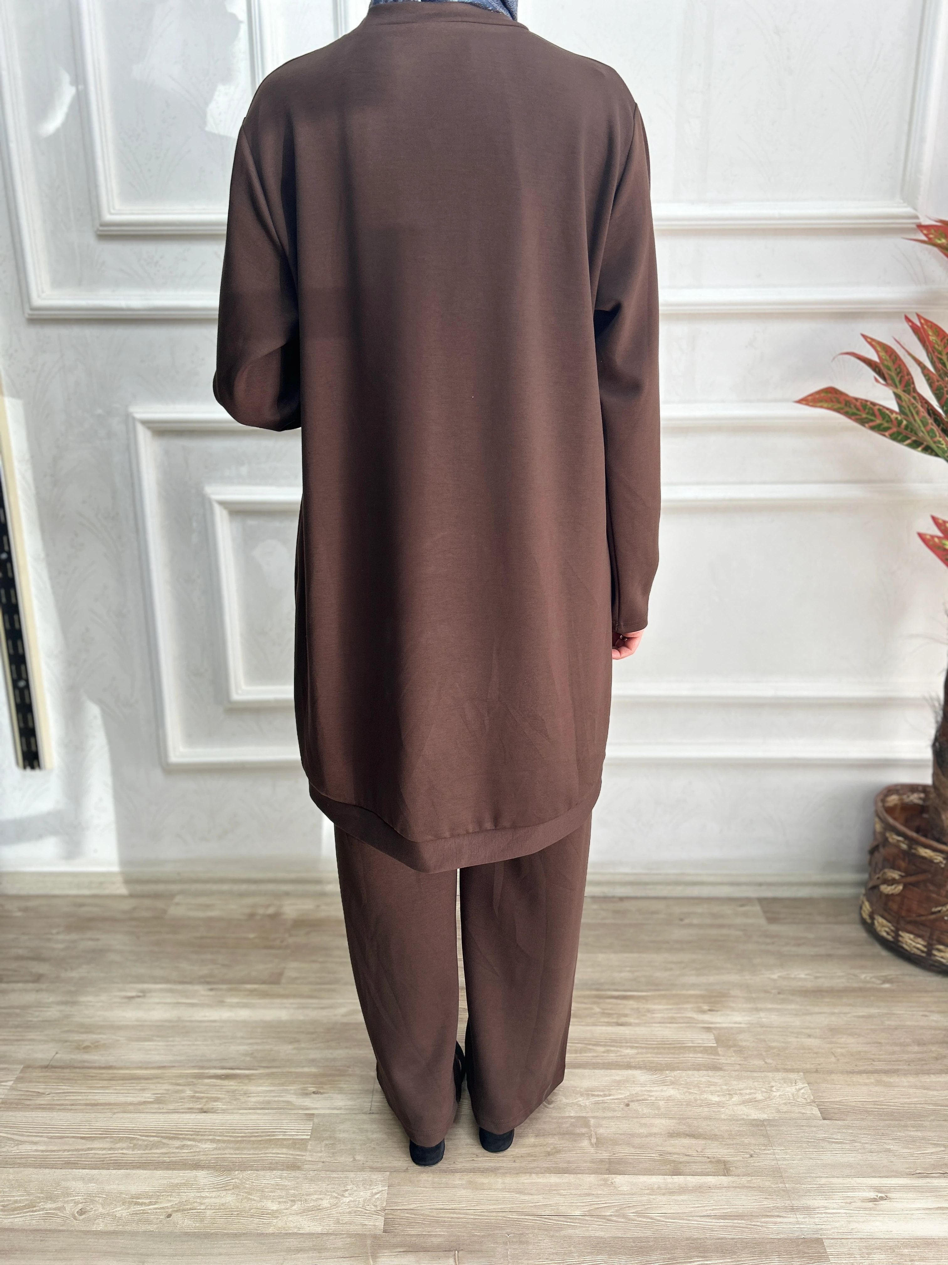 İkili fermuarlı takım (kahverengi)