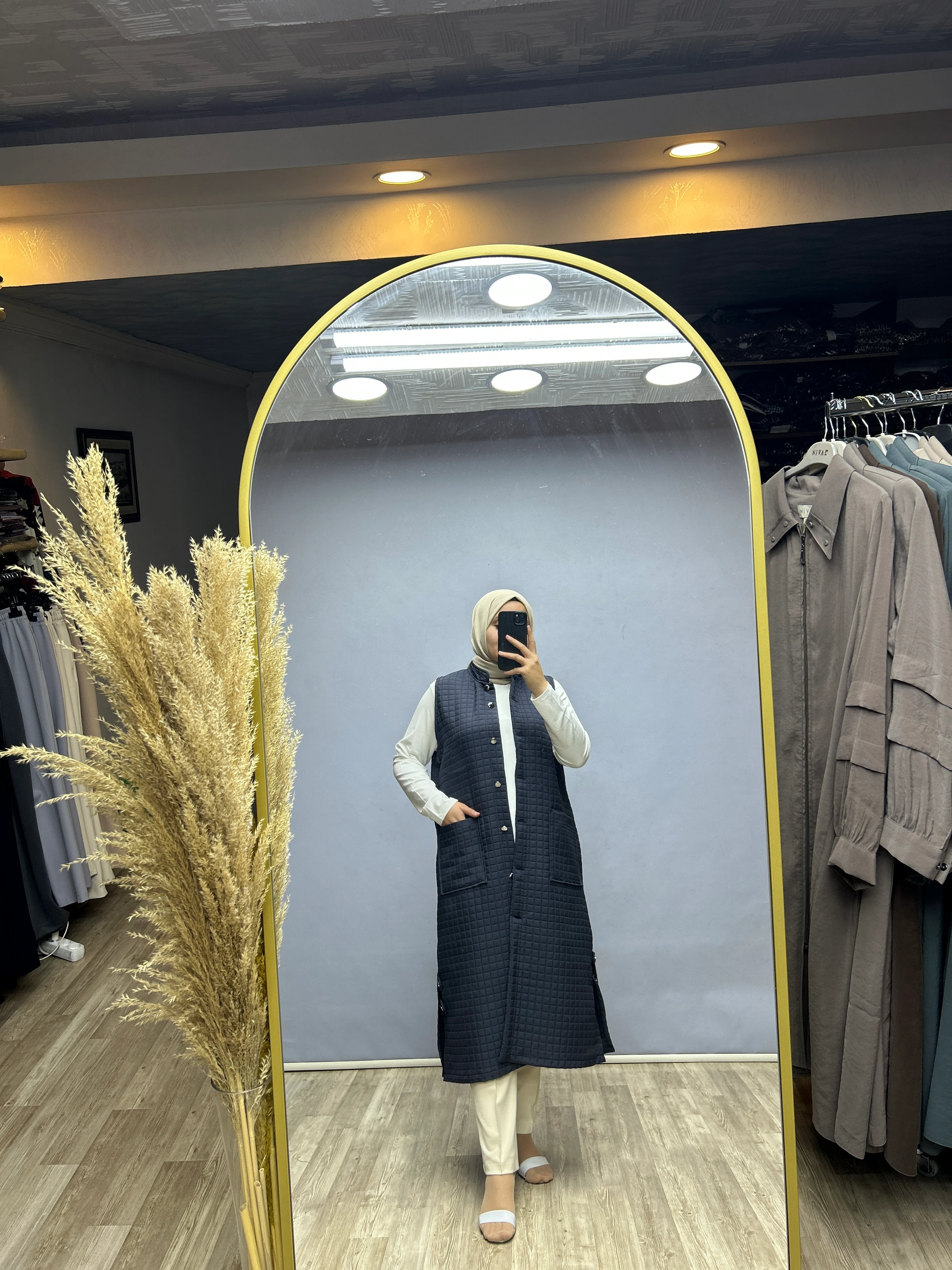 Kapitone yelek (koyu gri)