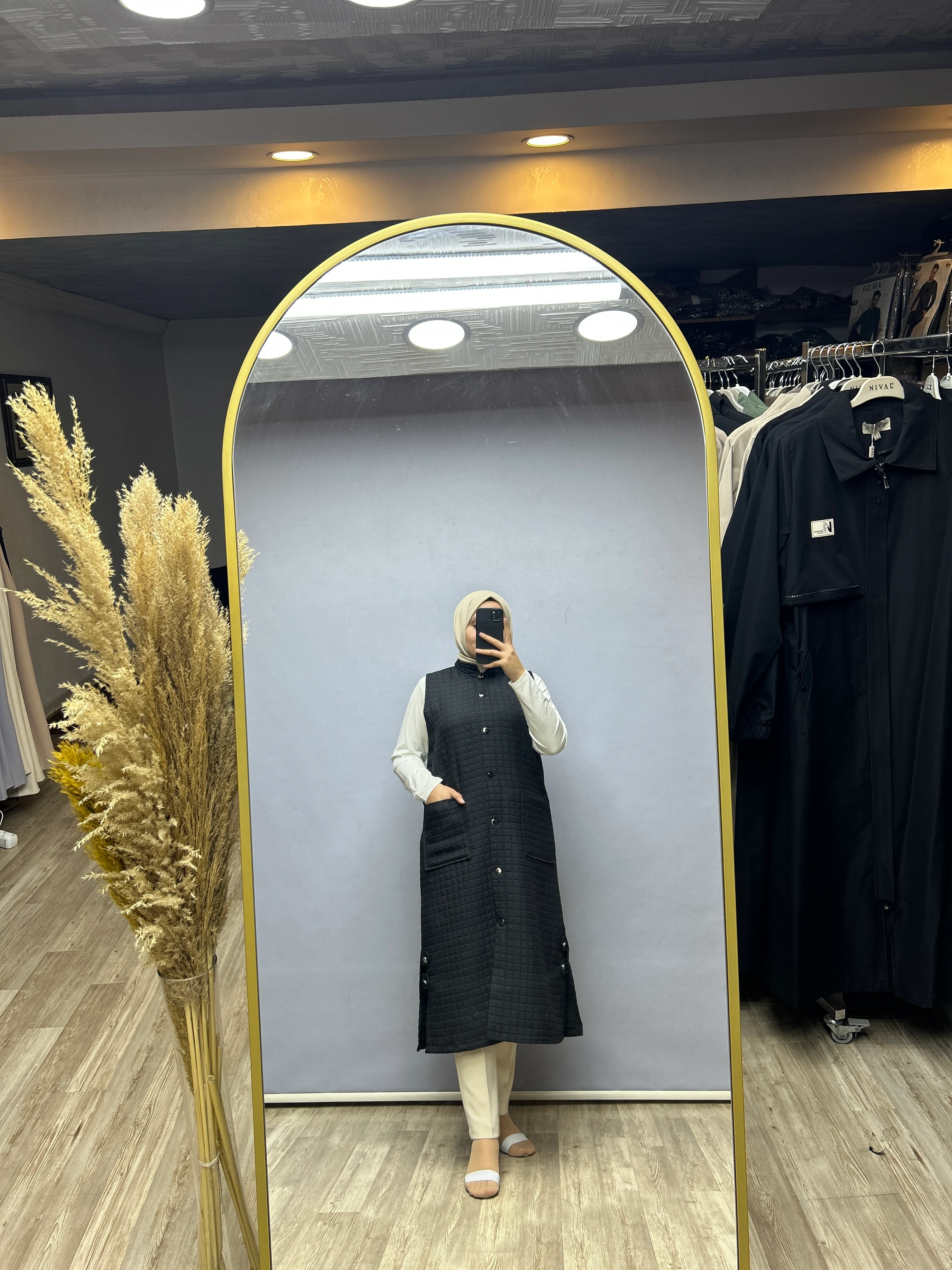 Kapitone yelek (siyah)