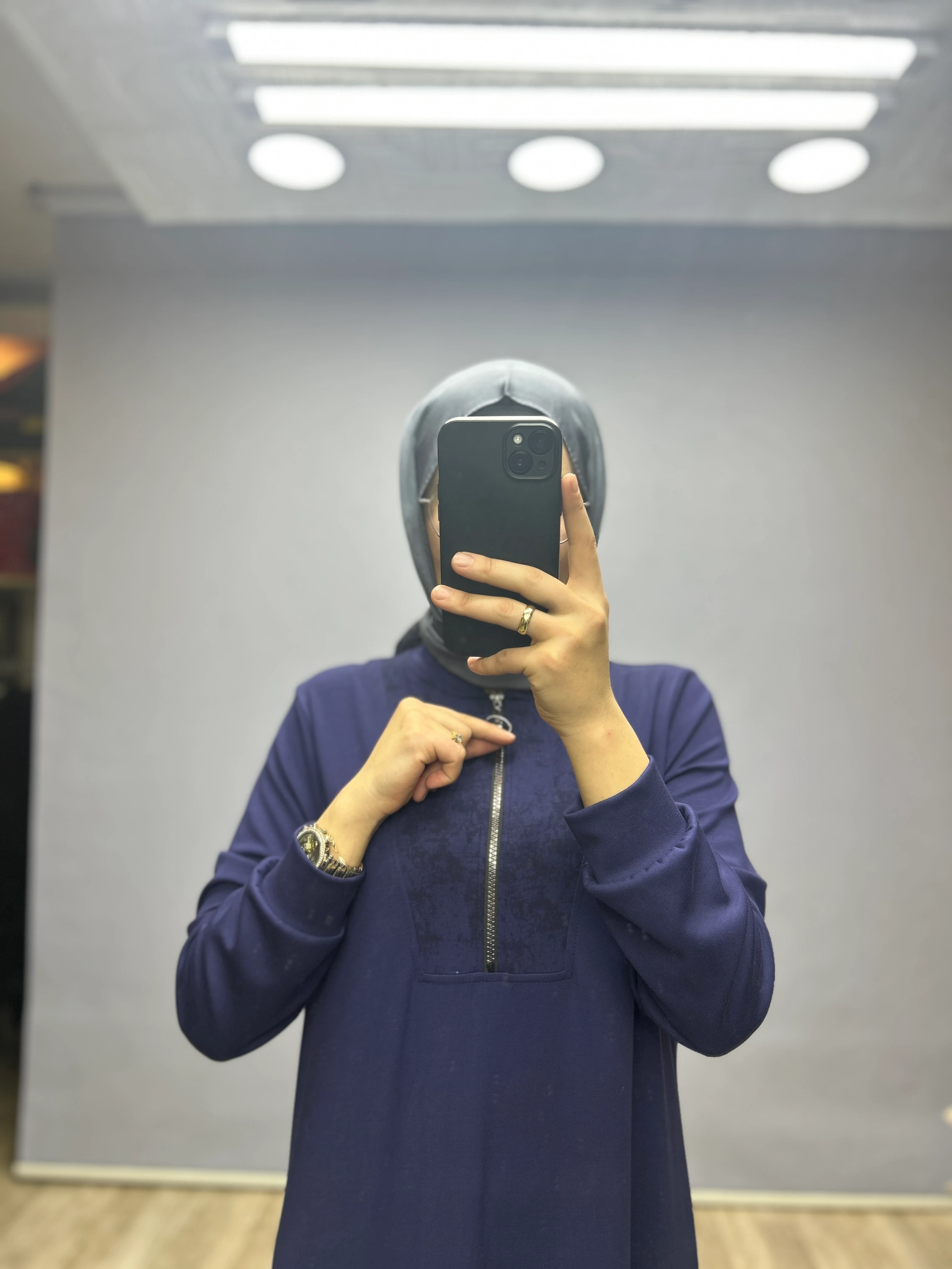 Fermuar detaylı şık elbise(lacivert)