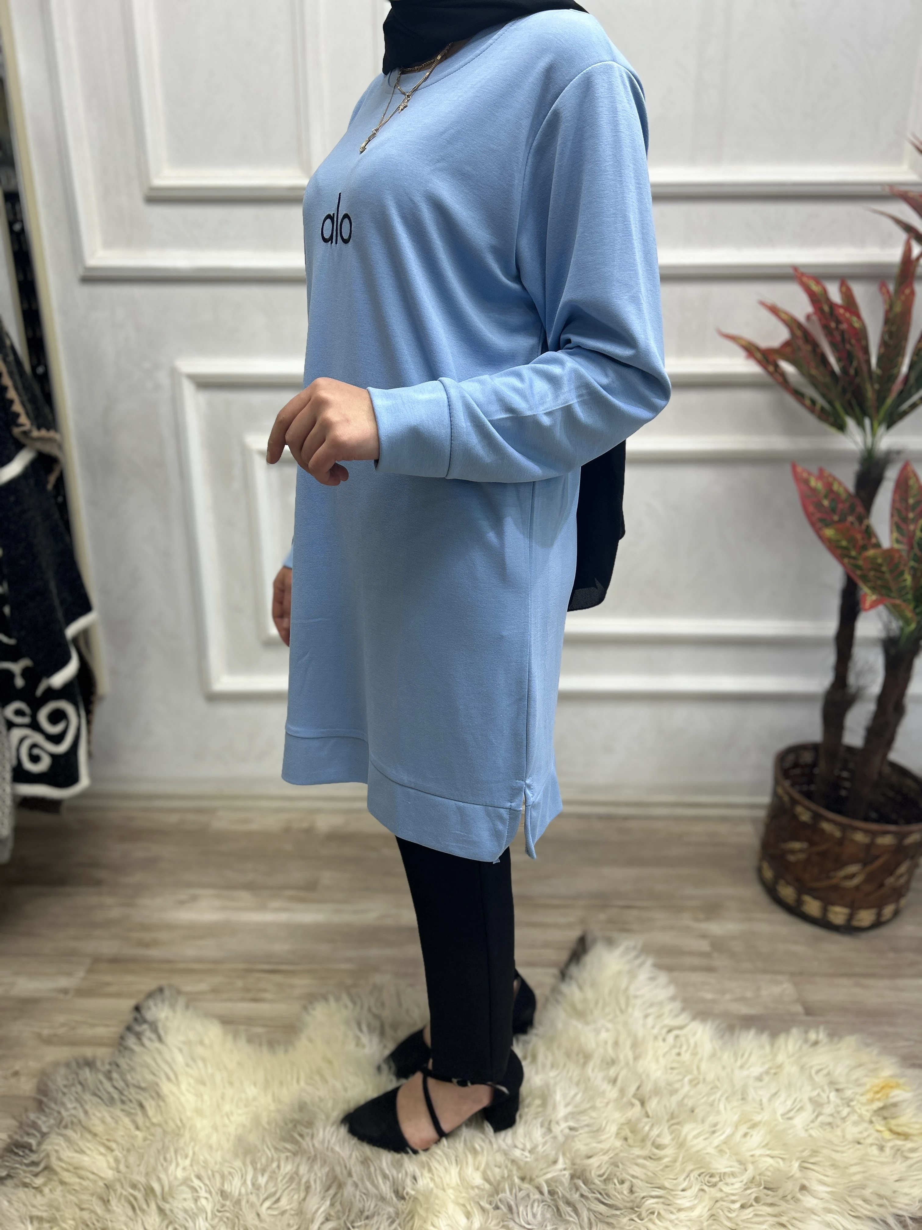 Alo yazılı tunik (açık mavi)