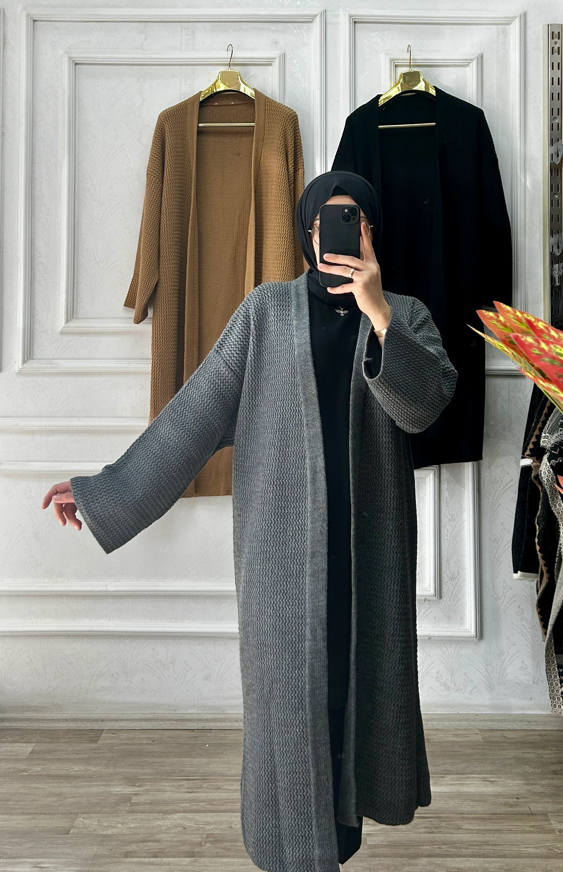 Triko hırka uzun (gri)