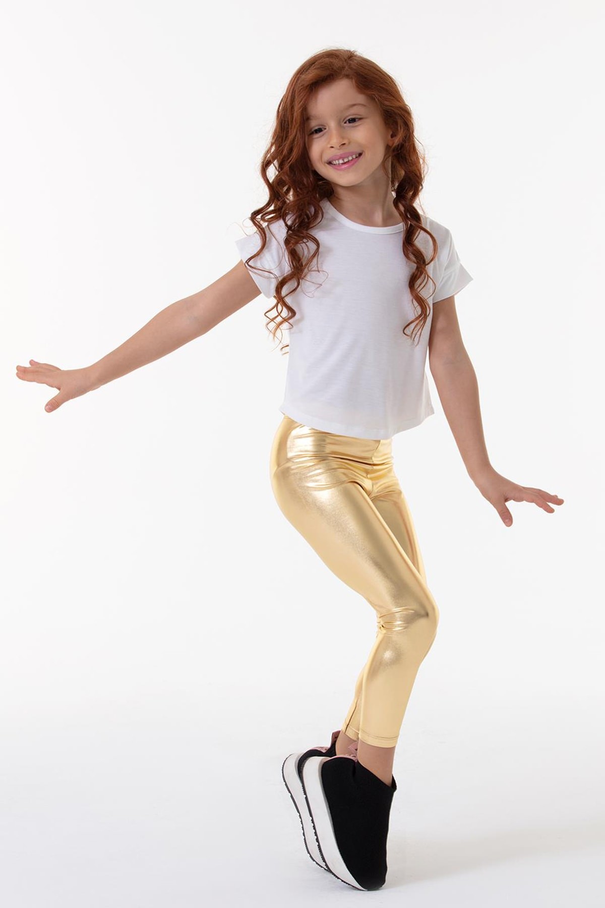 Shiny Parlak Kız Çocuk Disko Tayt - GOLD