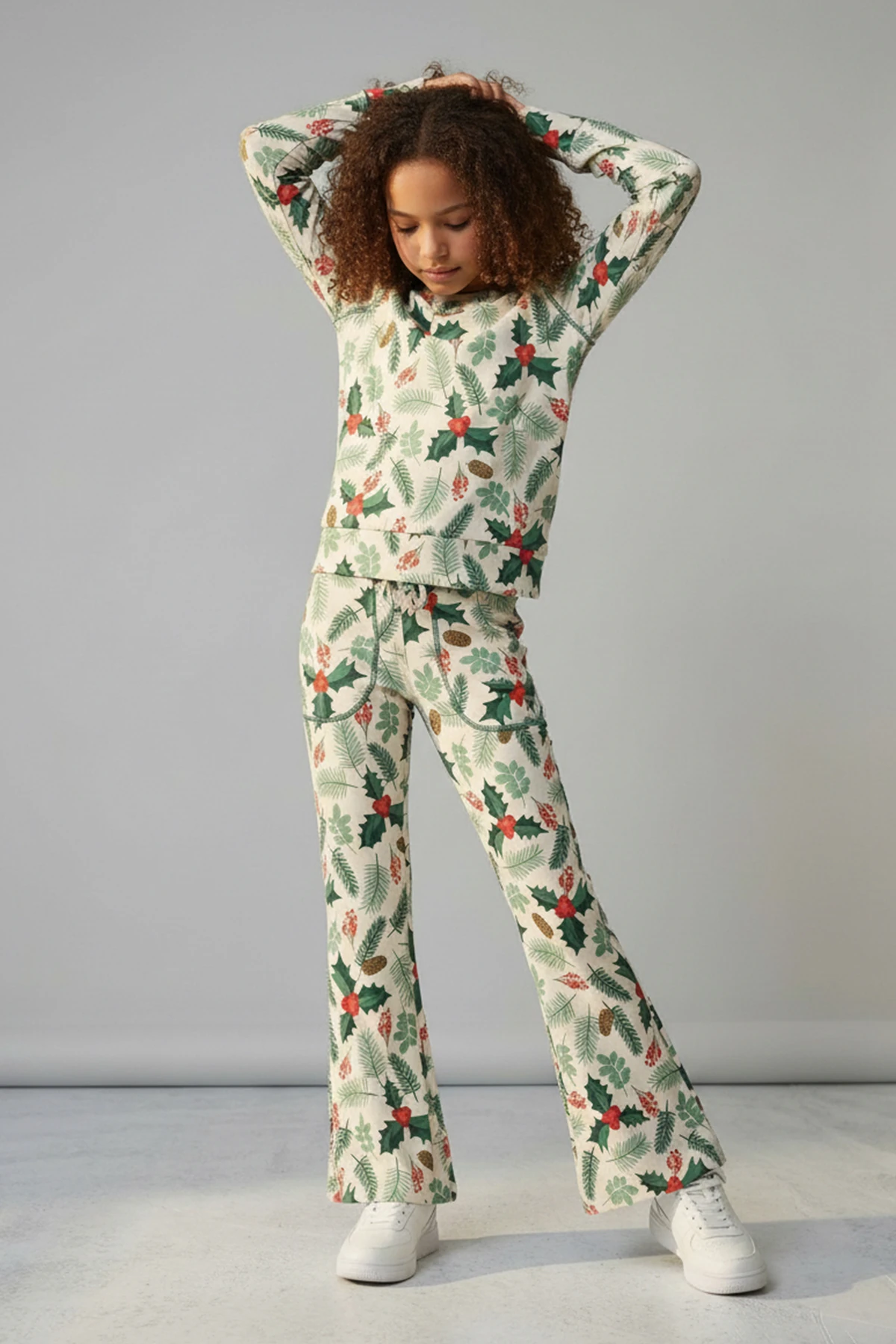 Merrywear Yeni Yıl Baskılı İspanyol Paça Tayt - BEJ