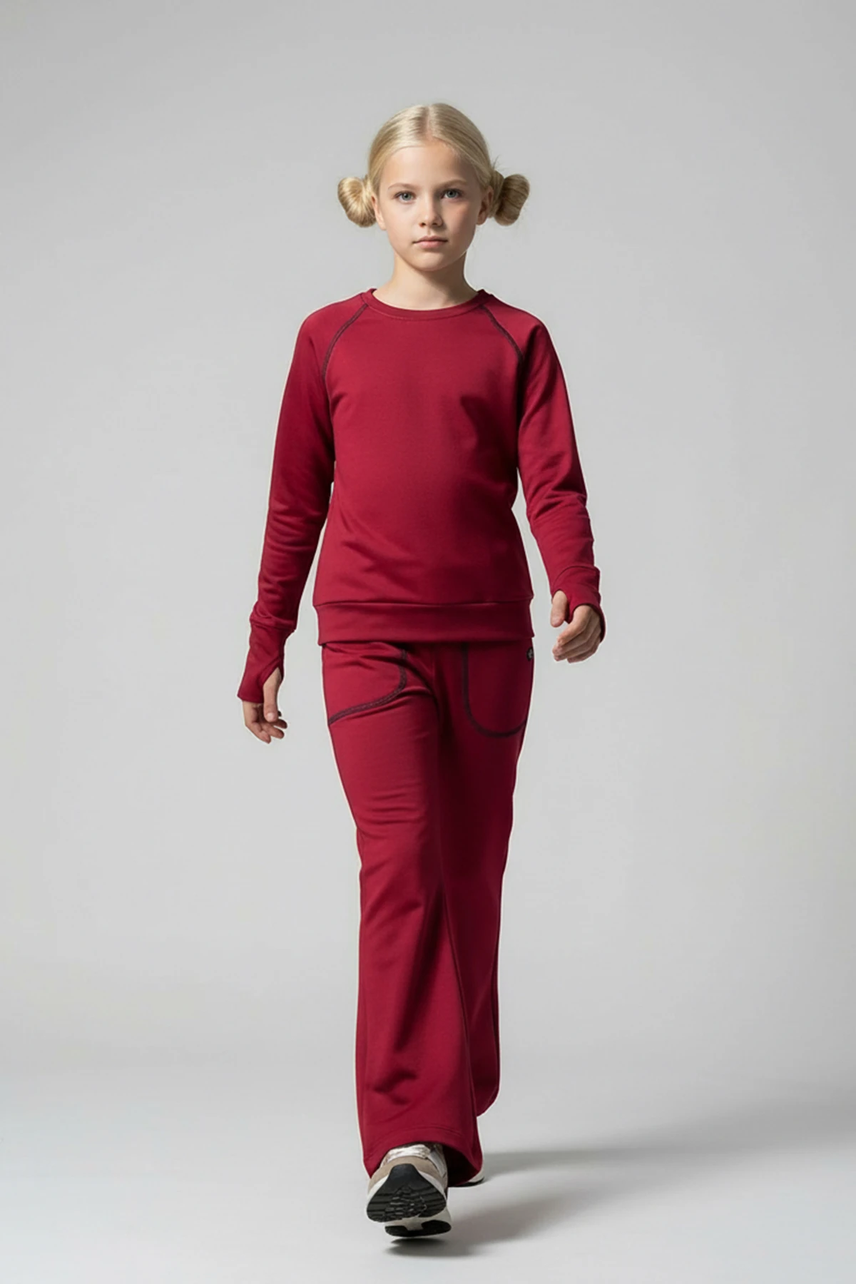 Flexy İçi Tüylü Kız Çocuk Kışlık Sweatshirt - KIRMIZI