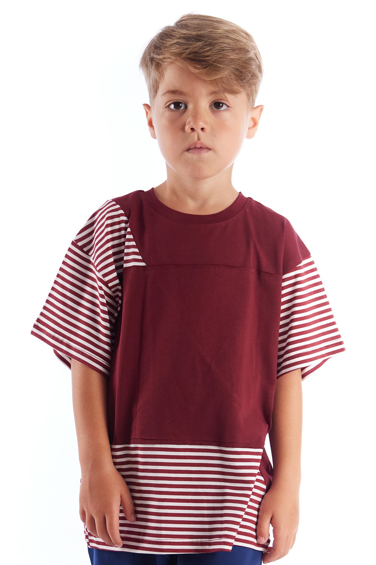 Stripe Patch Kısa Kol Erkek Çocuk Tişört