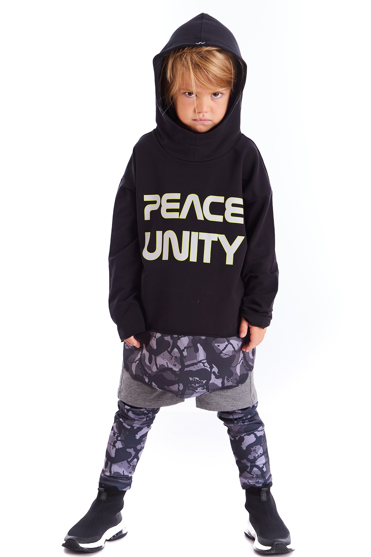 Unity Slogan Baskılı Kapişonlu Erkek Çocuk Sweatshirt