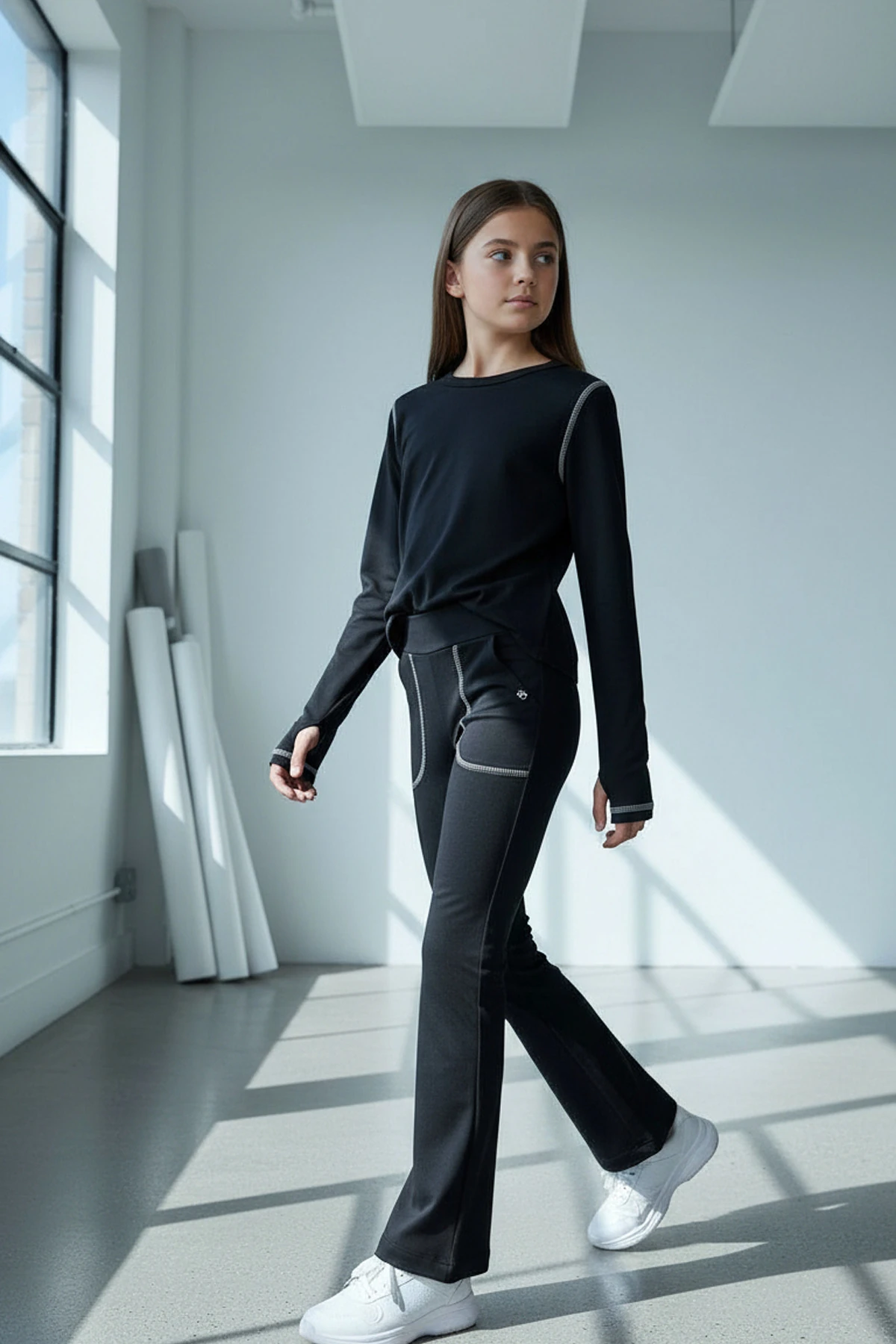 Fleepy Parmak Geçmeli Karyoka Dikişli Uzun Kol Kız Çocuk Tshirt