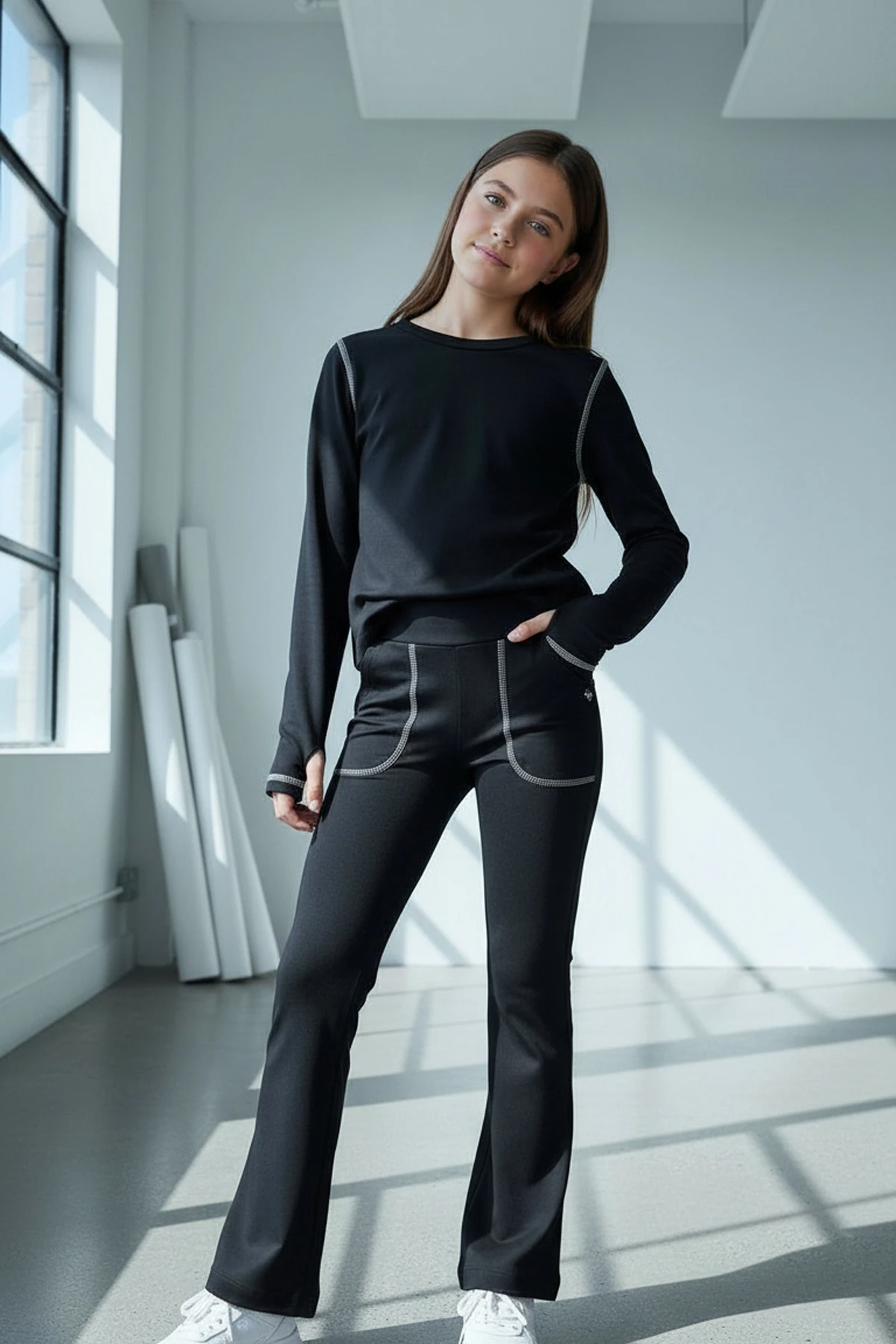 Fleepy Parmak Geçmeli Karyoka Dikişli Uzun Kol Kız Çocuk Tshirt