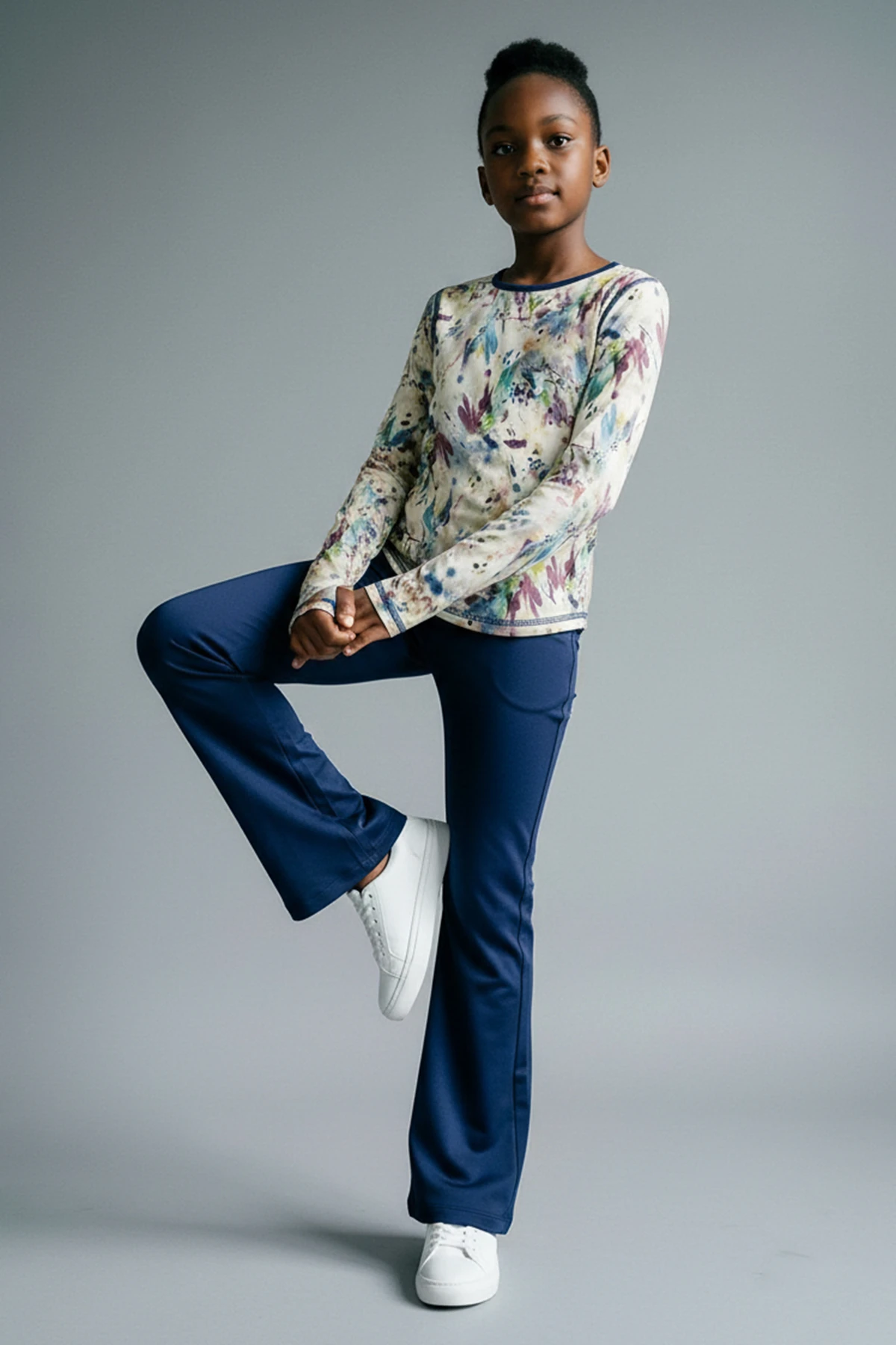 Snooki Parmak Geçmeli Desenli Uzun Kol Kız Çocuk Tshirt