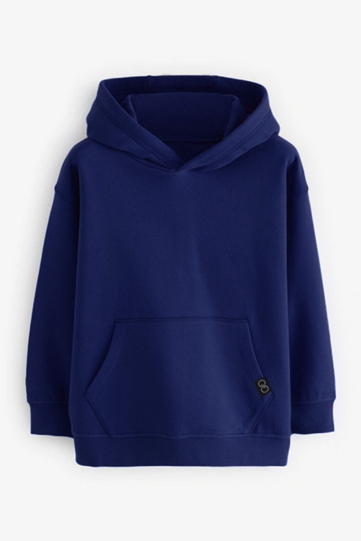 Basic Kapişonlu Kalın 3 İplik Şardonsuz Sweatshirt - LACIVERT