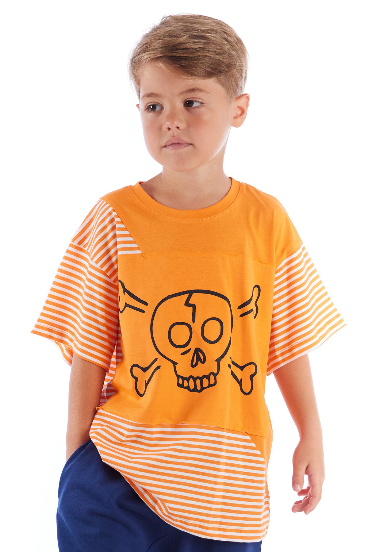 Stripe Patch Kısa Kol Erkek Çocuk Tişört
