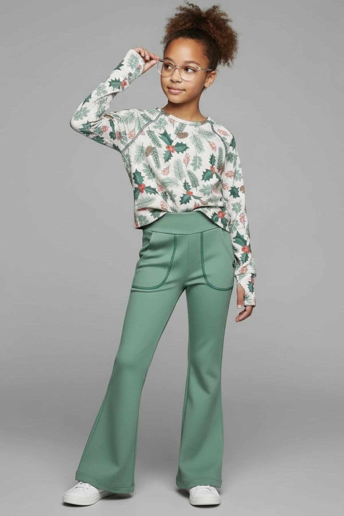 Merrywear Yeni Yıl Baskılı Parmak Geçmeli Sweatshirt