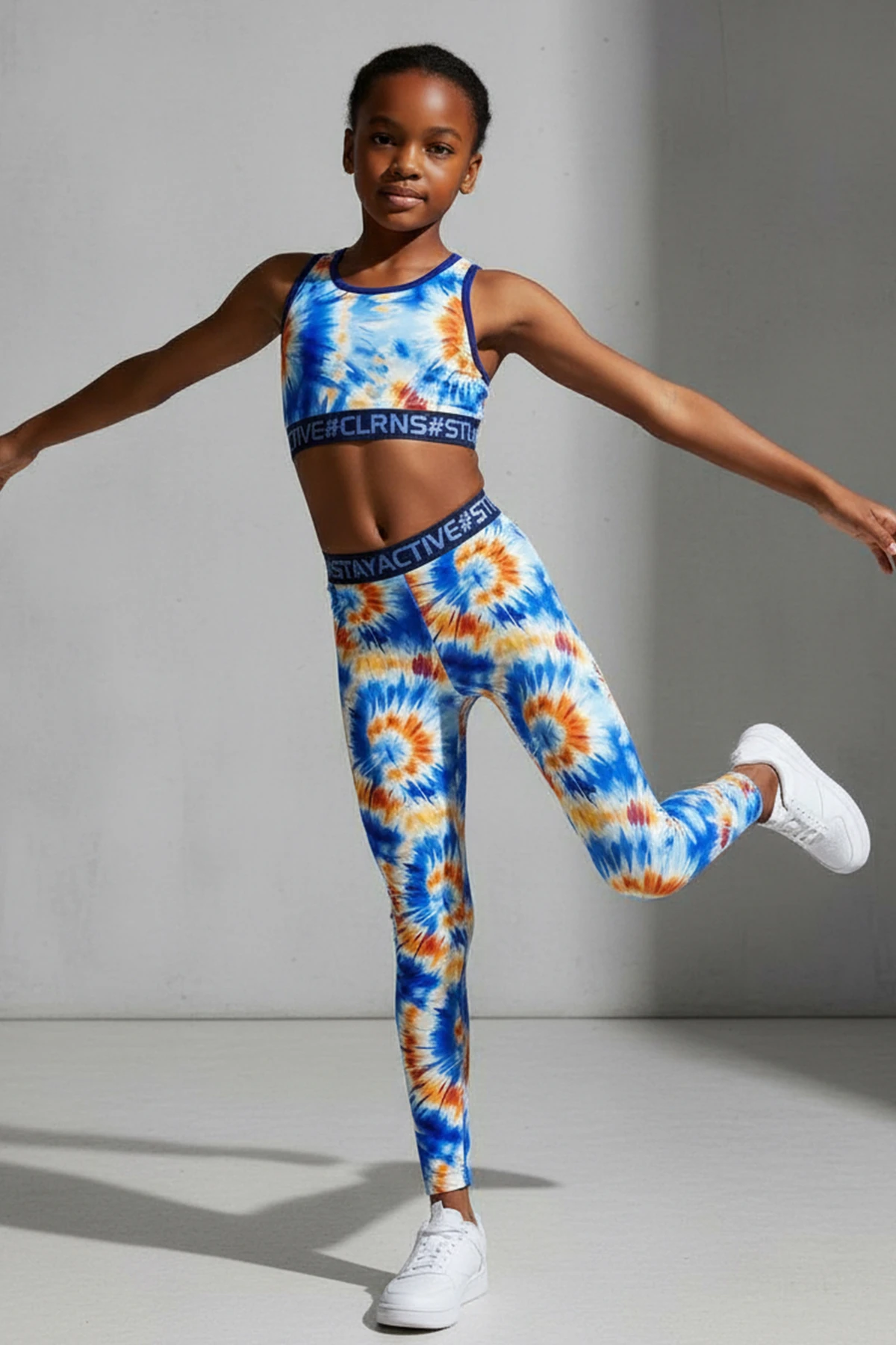 Artletics Kız Çocuk Desenli Spor Tayt - SAX MAVI