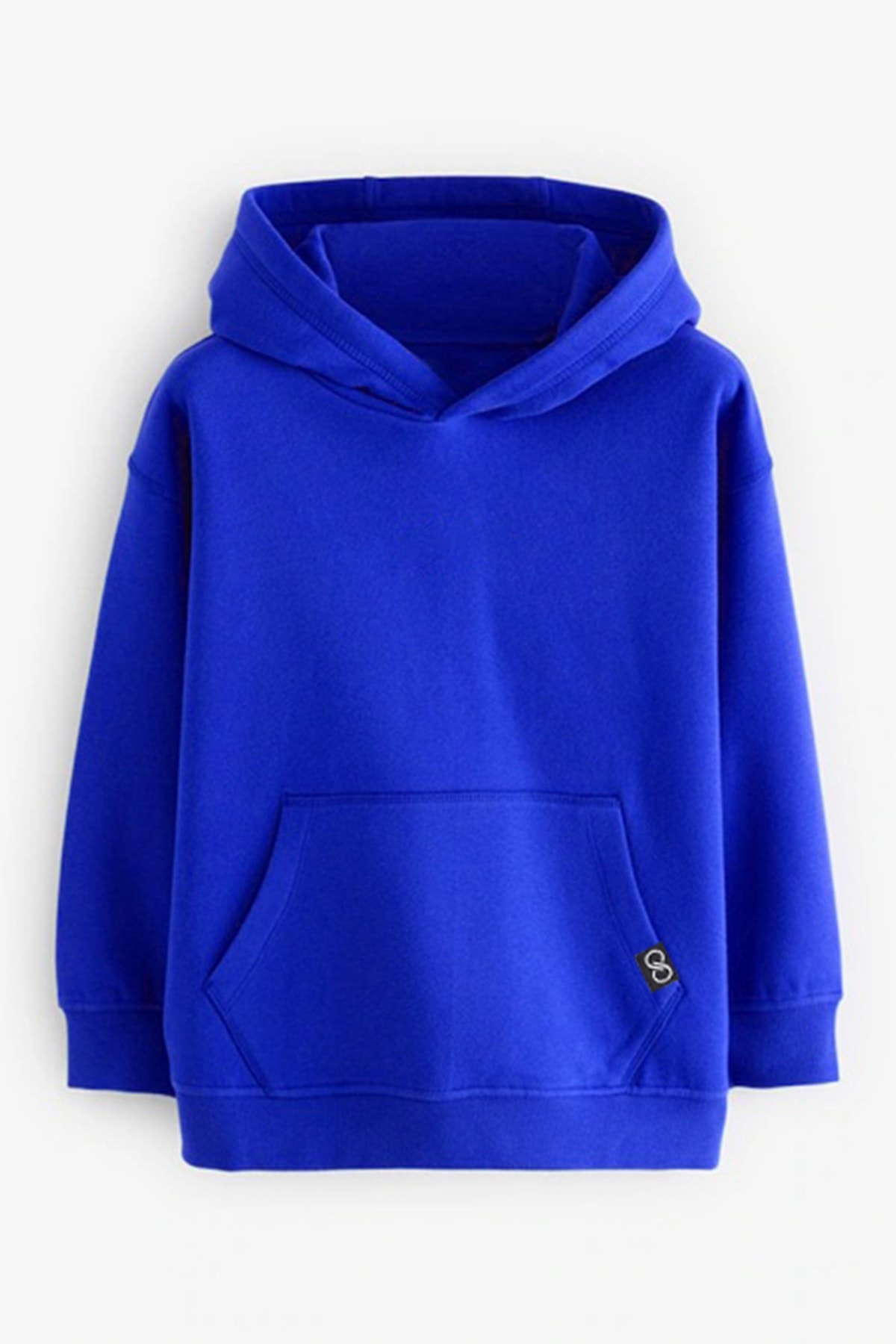 Basic Kapişonlu Kalın 3 İplik Şardonsuz Sweatshirt - SAX MAVI