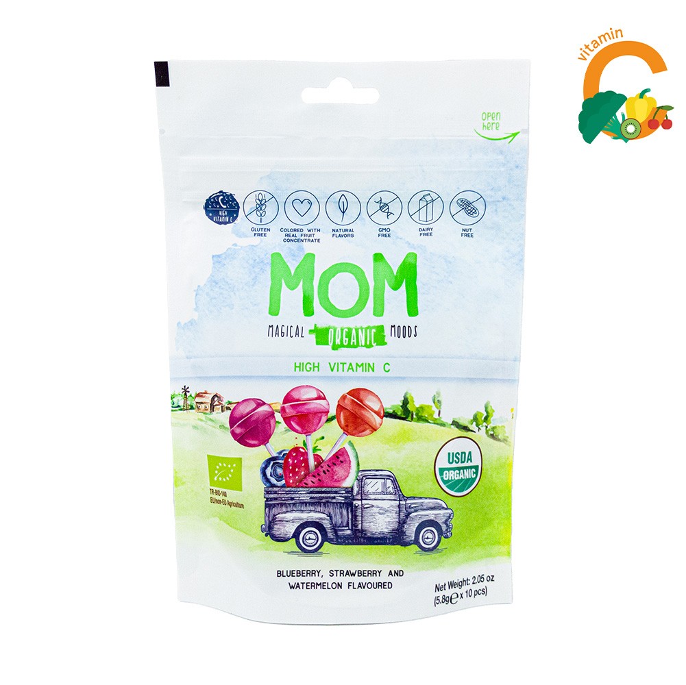 MOM MEYVE AROMALI ORGANİK LOLİPOP