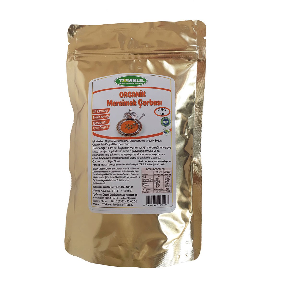 Tombul Organik Mercimek Çorbası 250gr
