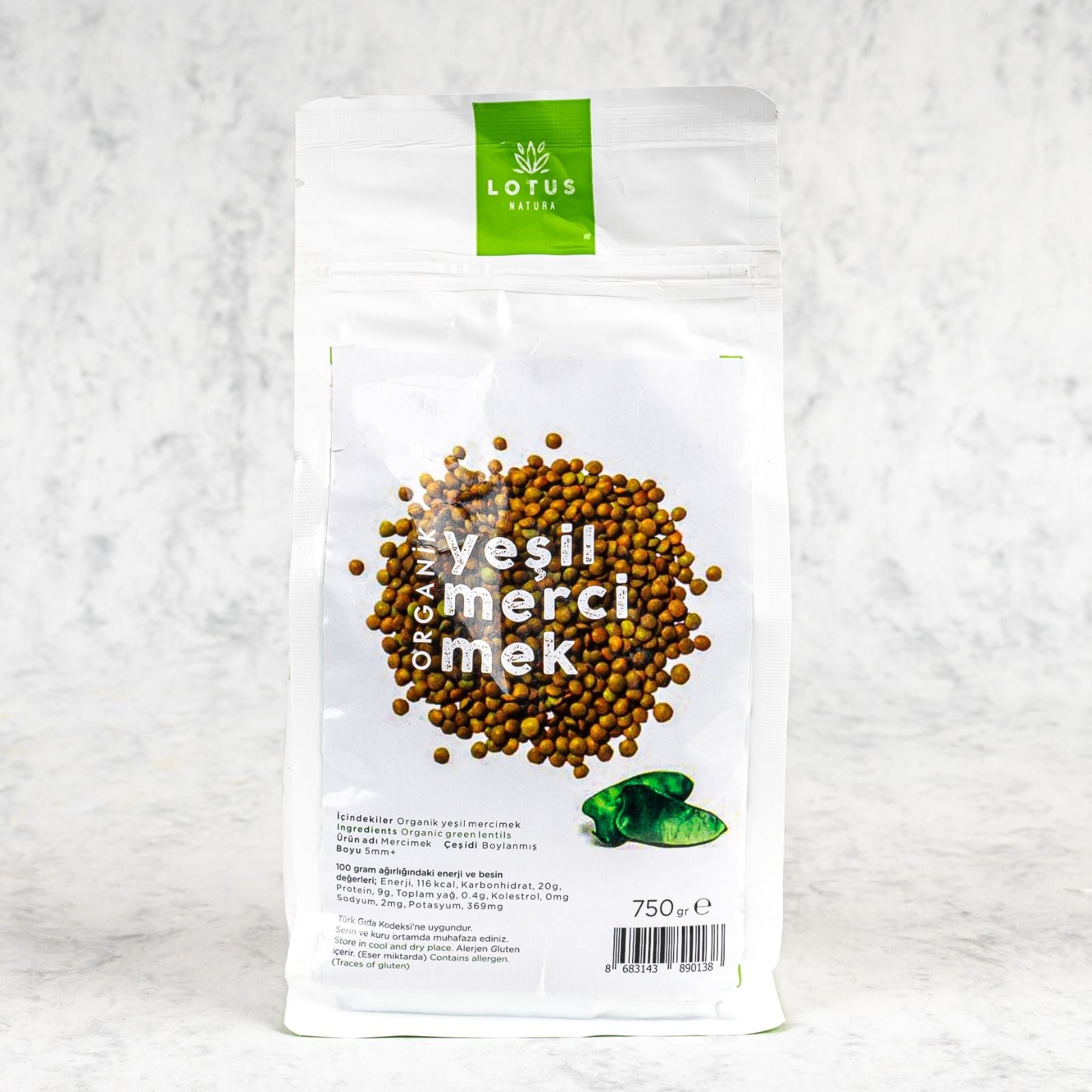 Lotus Natura Organik Yeşil Mercimek 750gr