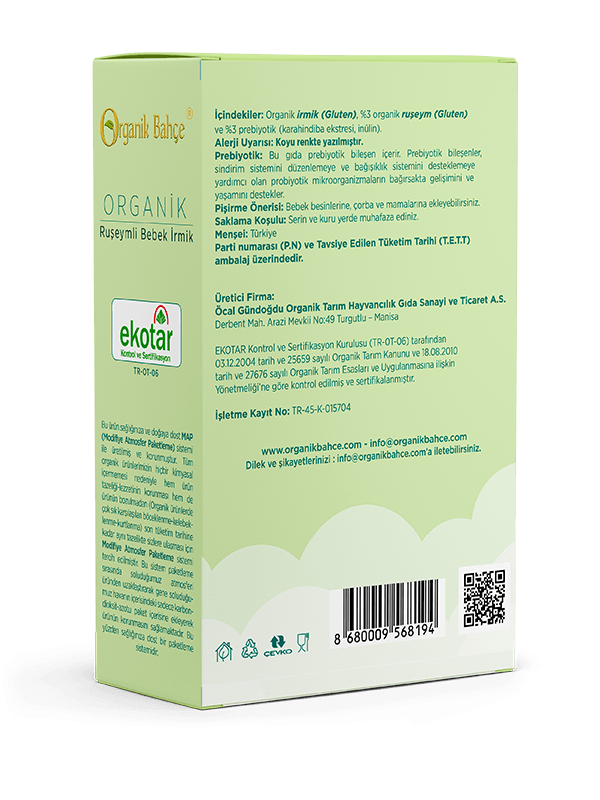 Organik Bahçe Organik Ruşeymli Bebek İrmik 250gr